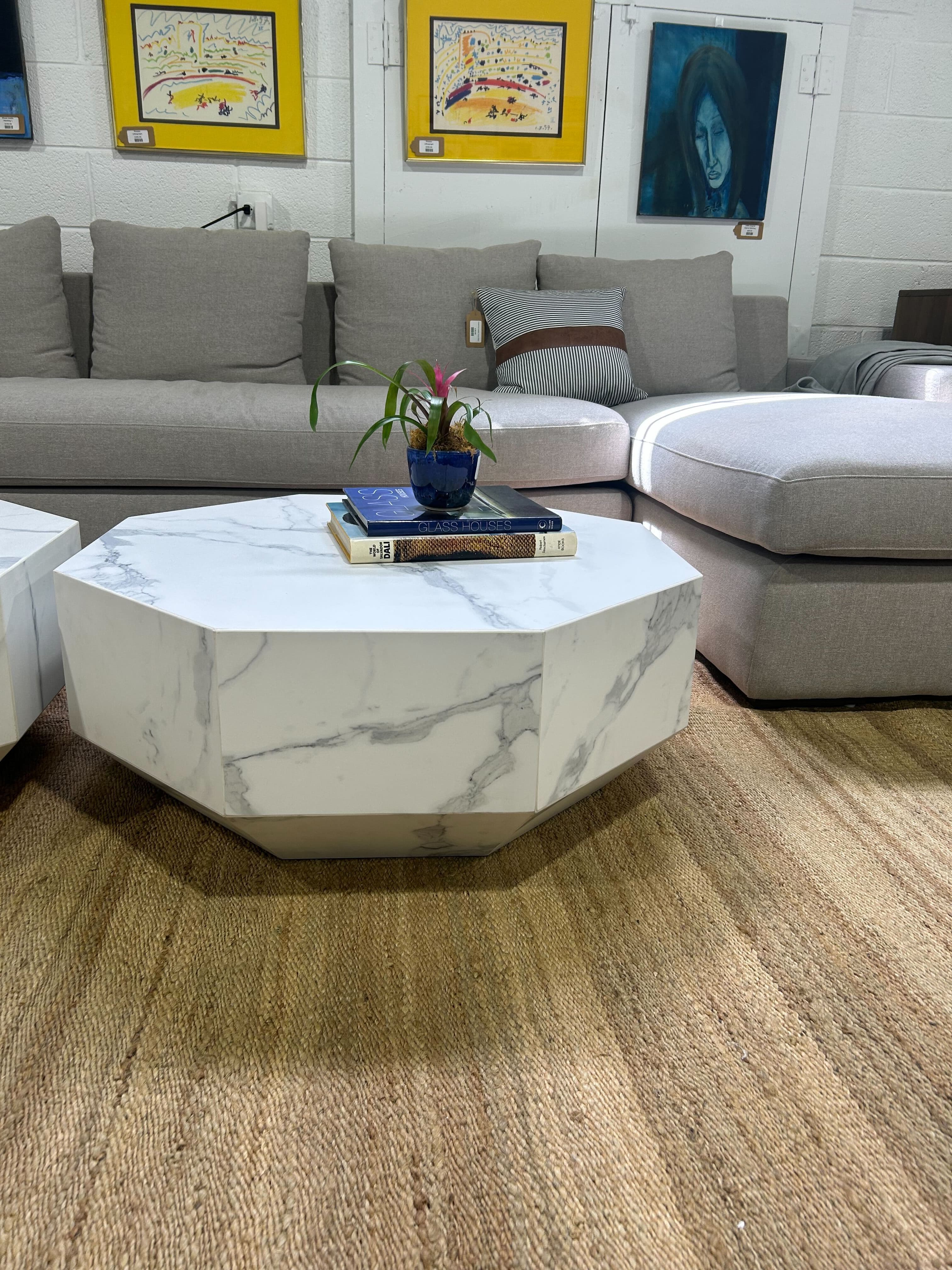 Faux Marble Coffee Table (as is) - Thumbnail 4