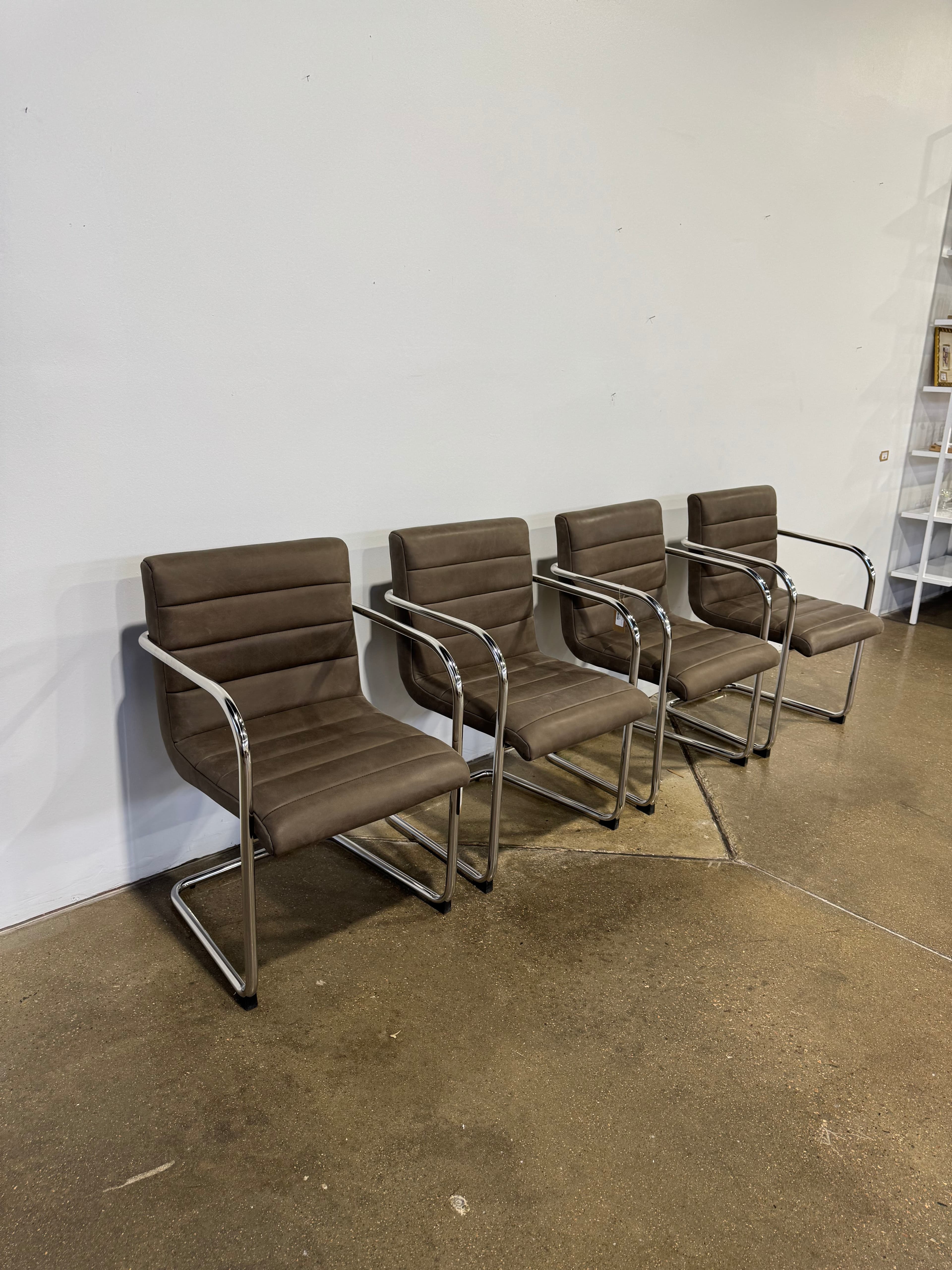 Moe's Pedro Dining Chair Dark Brown Leather - Set of Two - Thumbnail 3