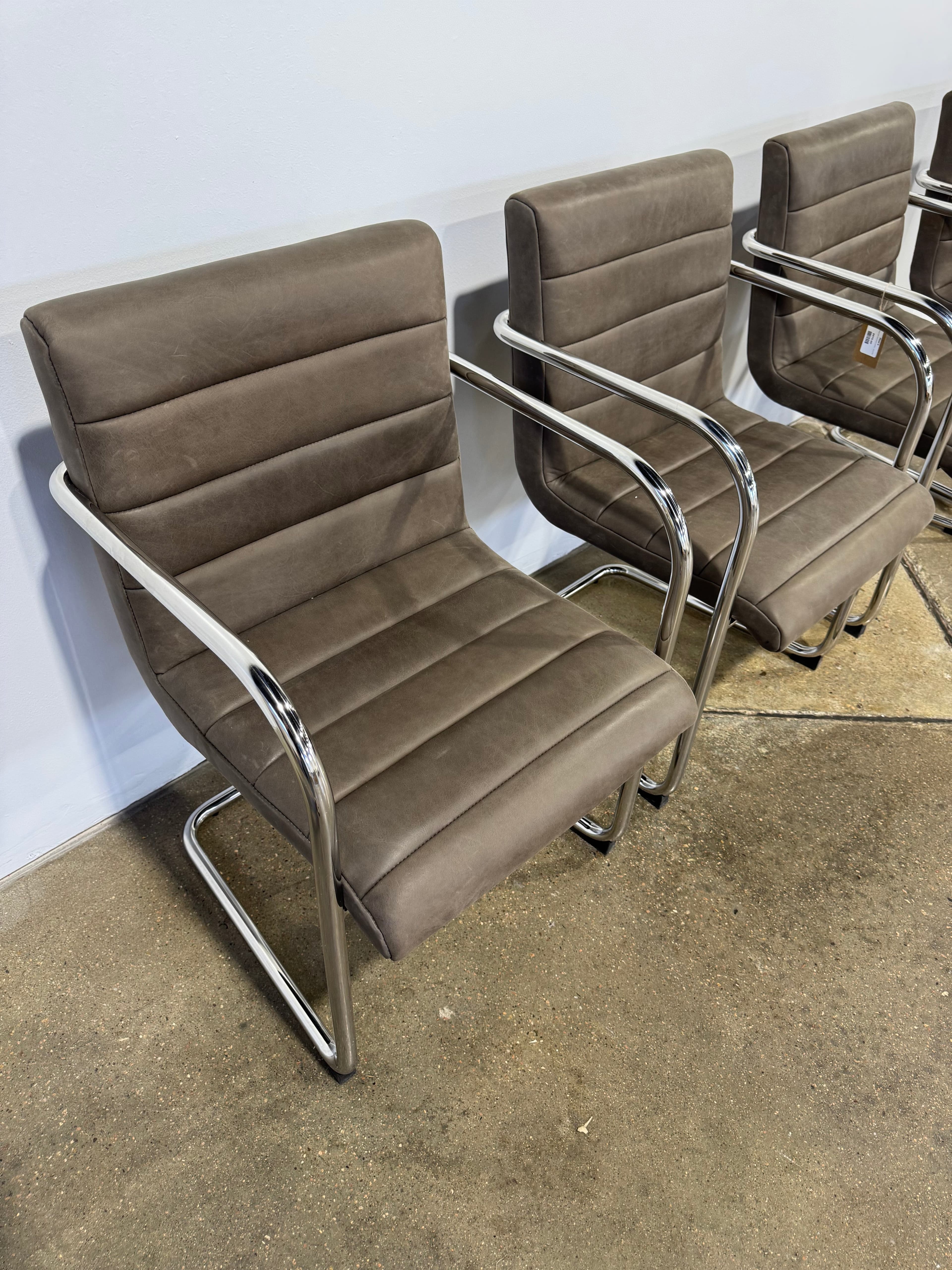 Moe's Pedro Dining Chair Dark Brown Leather - Set of Two - Thumbnail 5