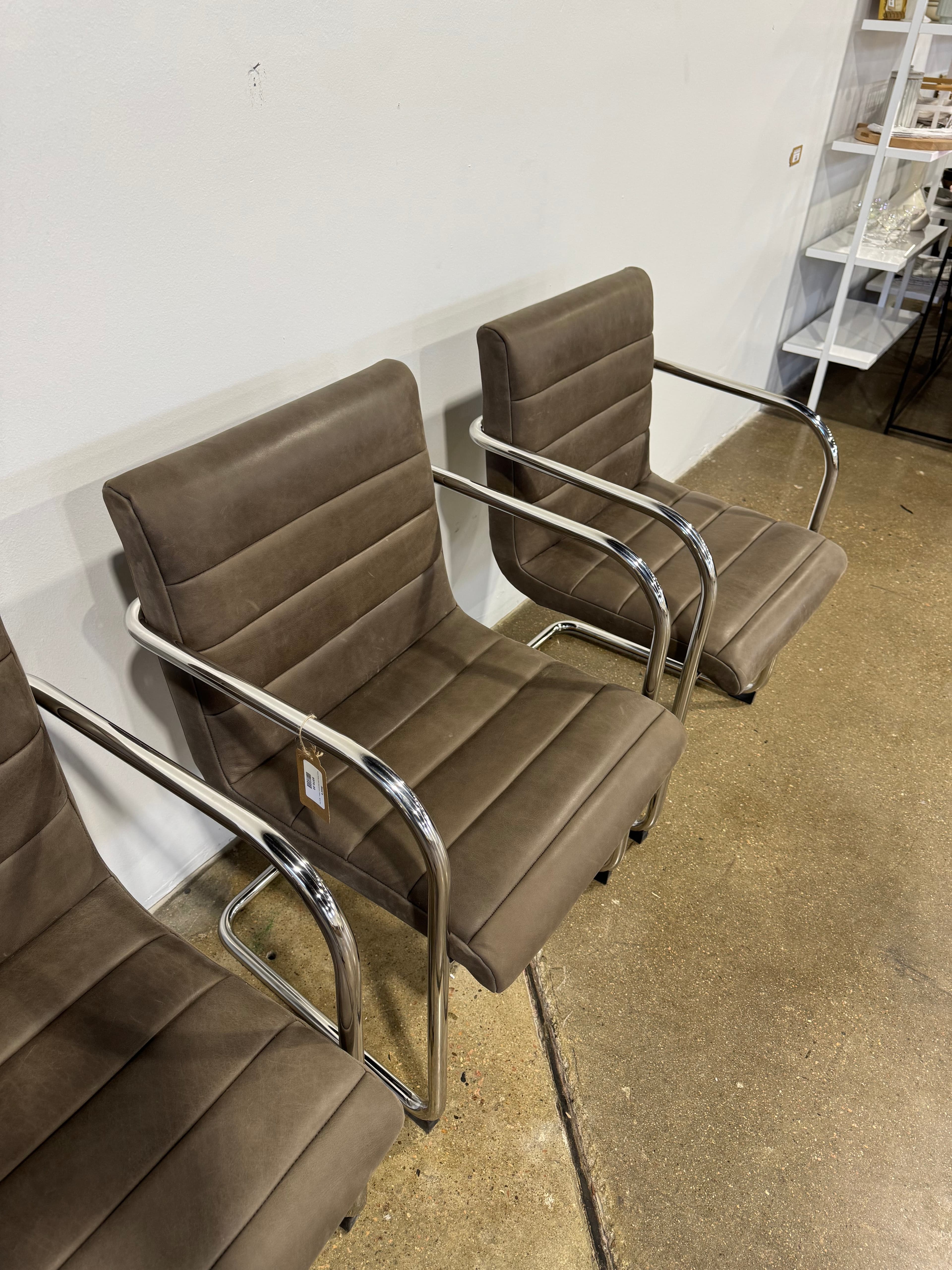 Moe's Pedro Dining Chair Dark Brown Leather - Set of Two - Thumbnail 2