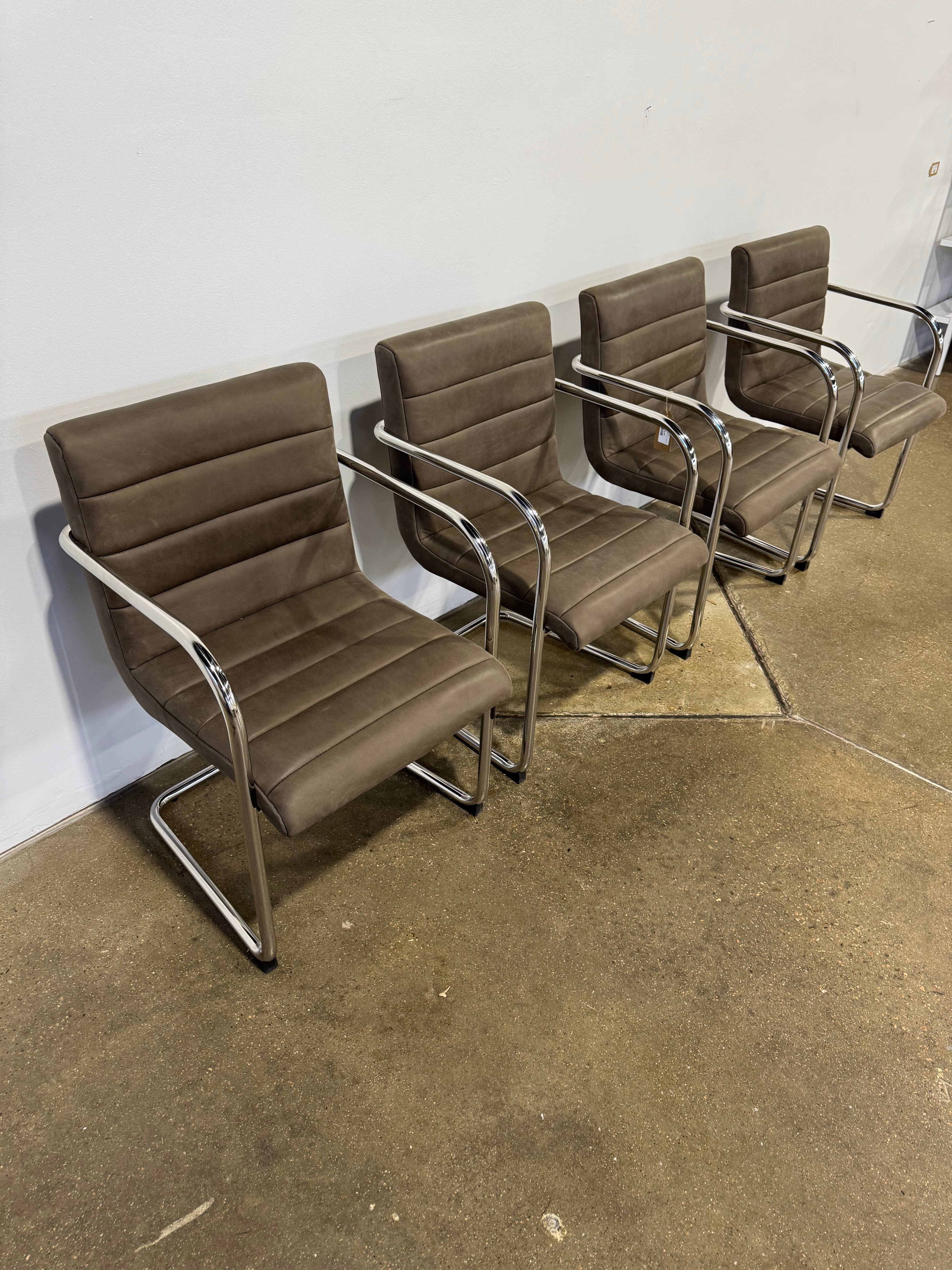 Moe's Pedro Dining Chair Dark Brown Leather - Set of Two - Thumbnail 4