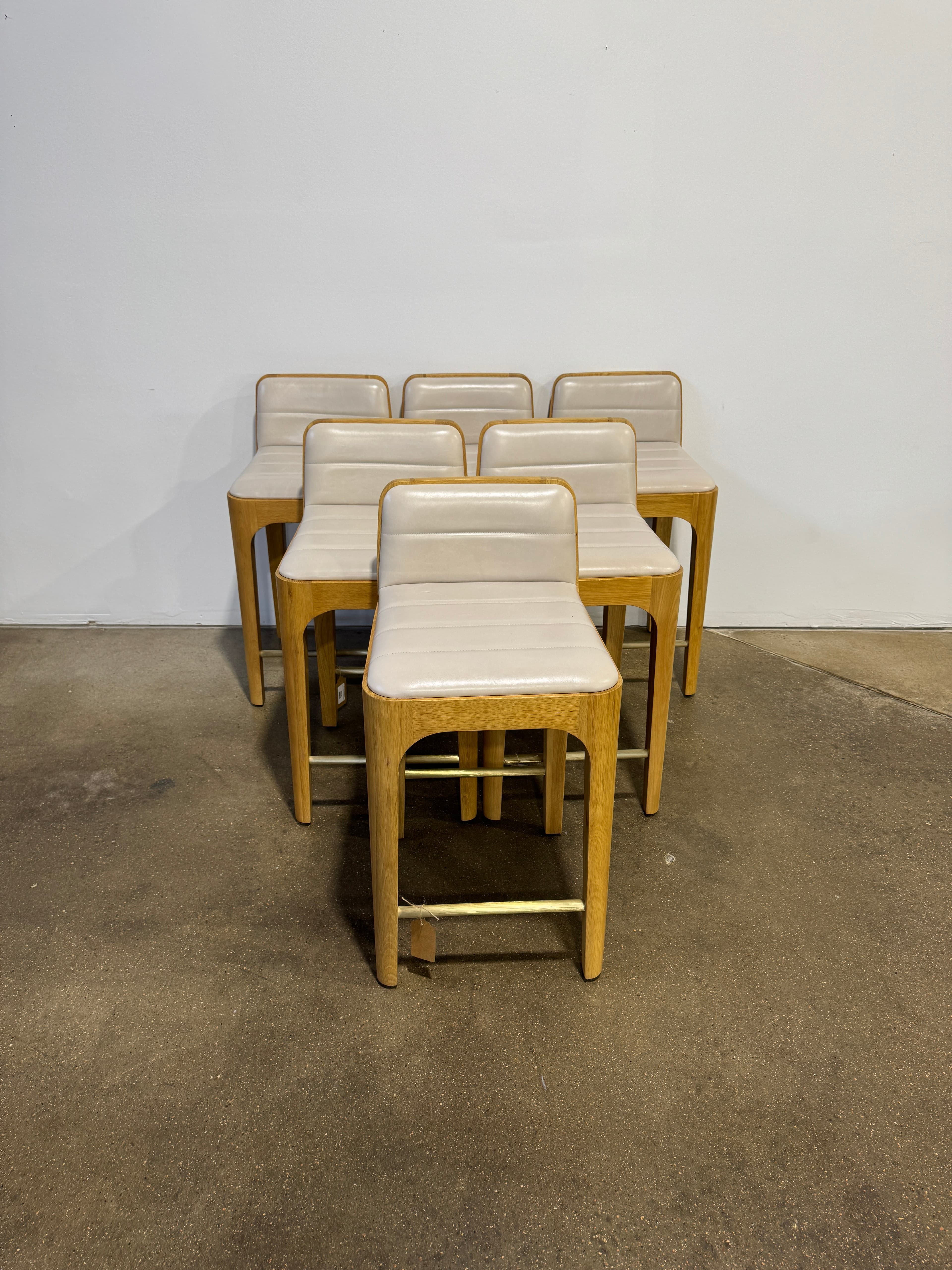 Denver Modern Canyon Counter Stool - Pearl Leather - Thumbnail 2