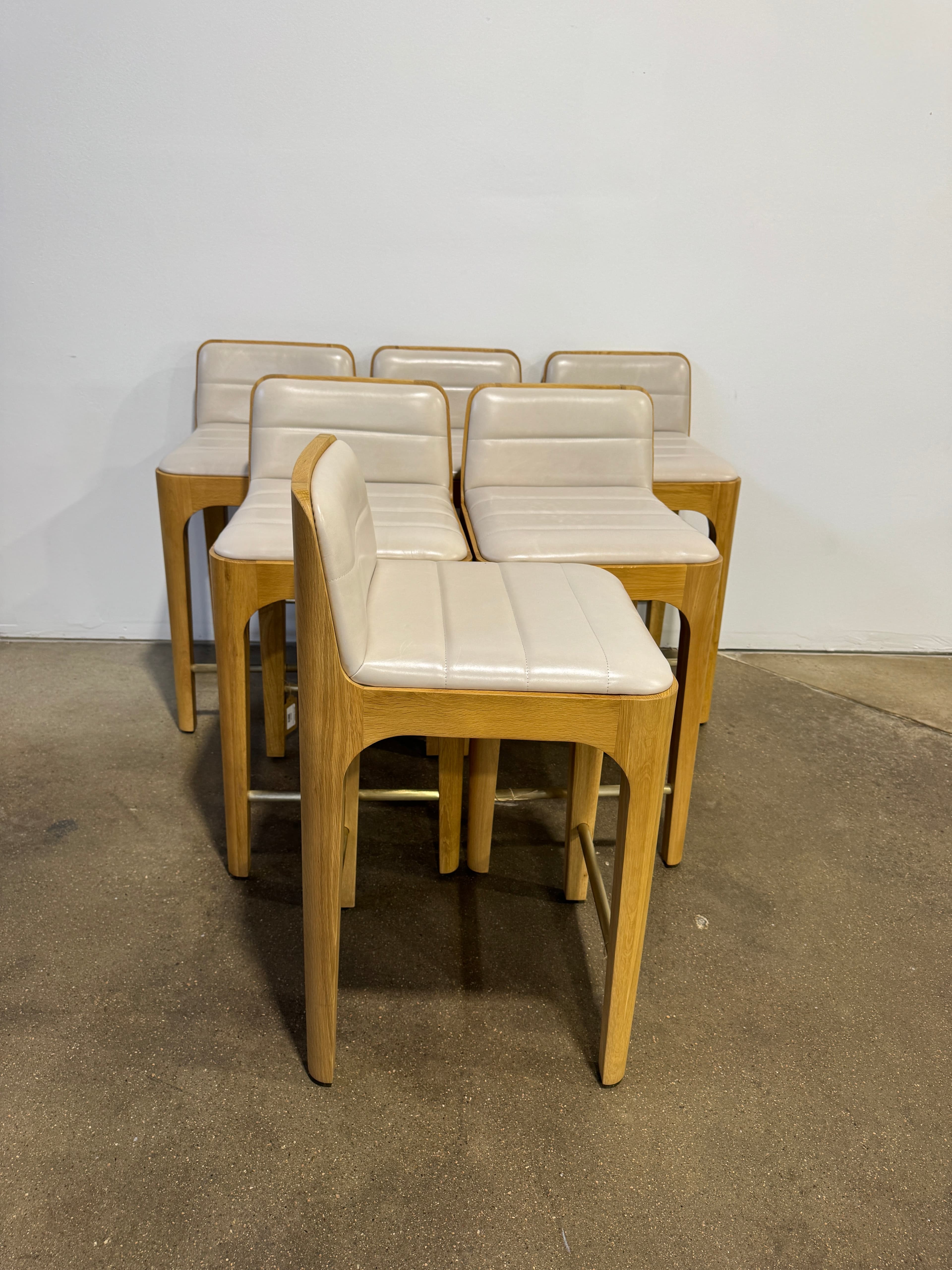 Denver Modern Canyon Counter Stool - Pearl Leather - Thumbnail 3