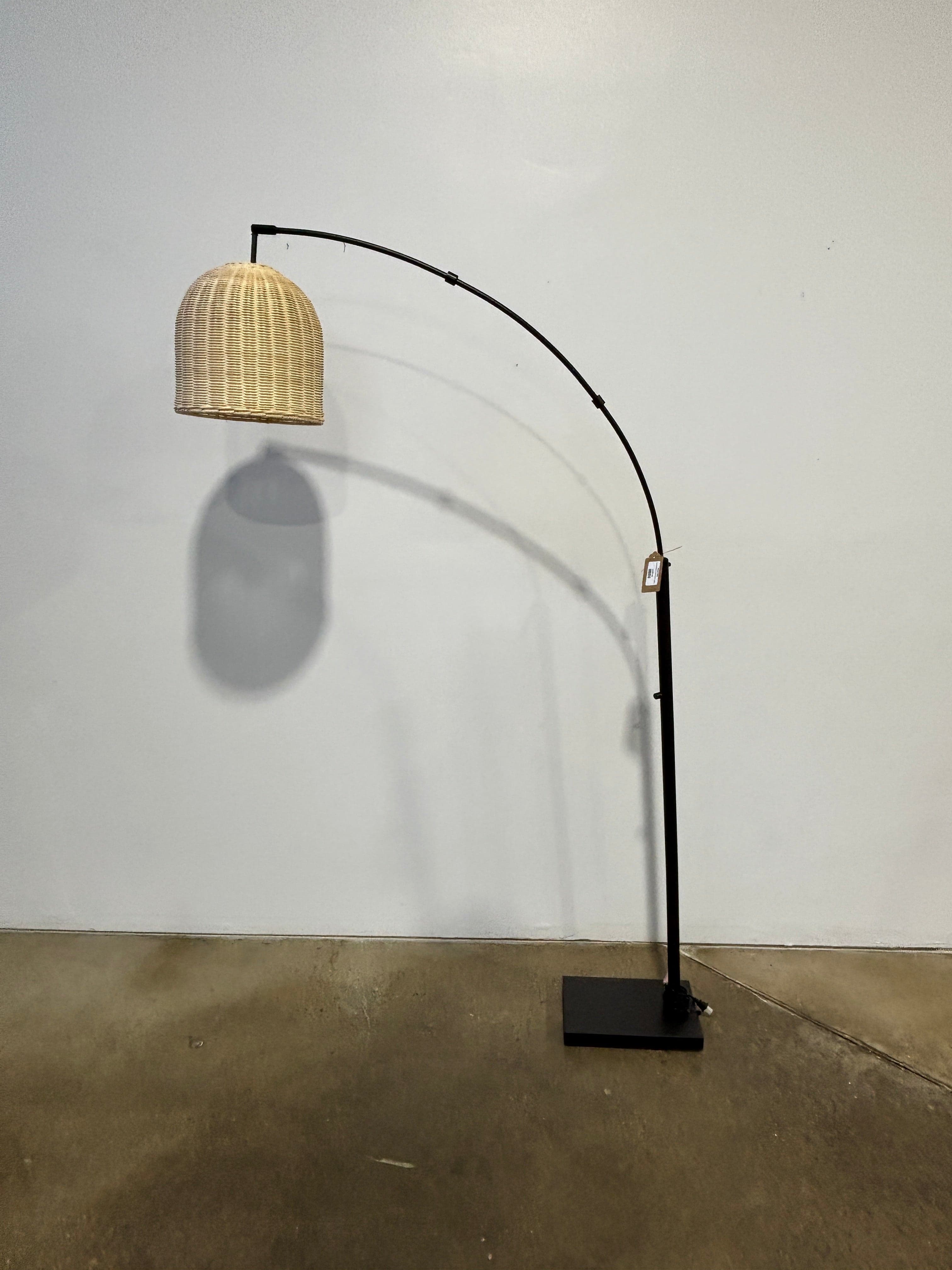 West Elm Louisa Rattan Arc Floor Lamp