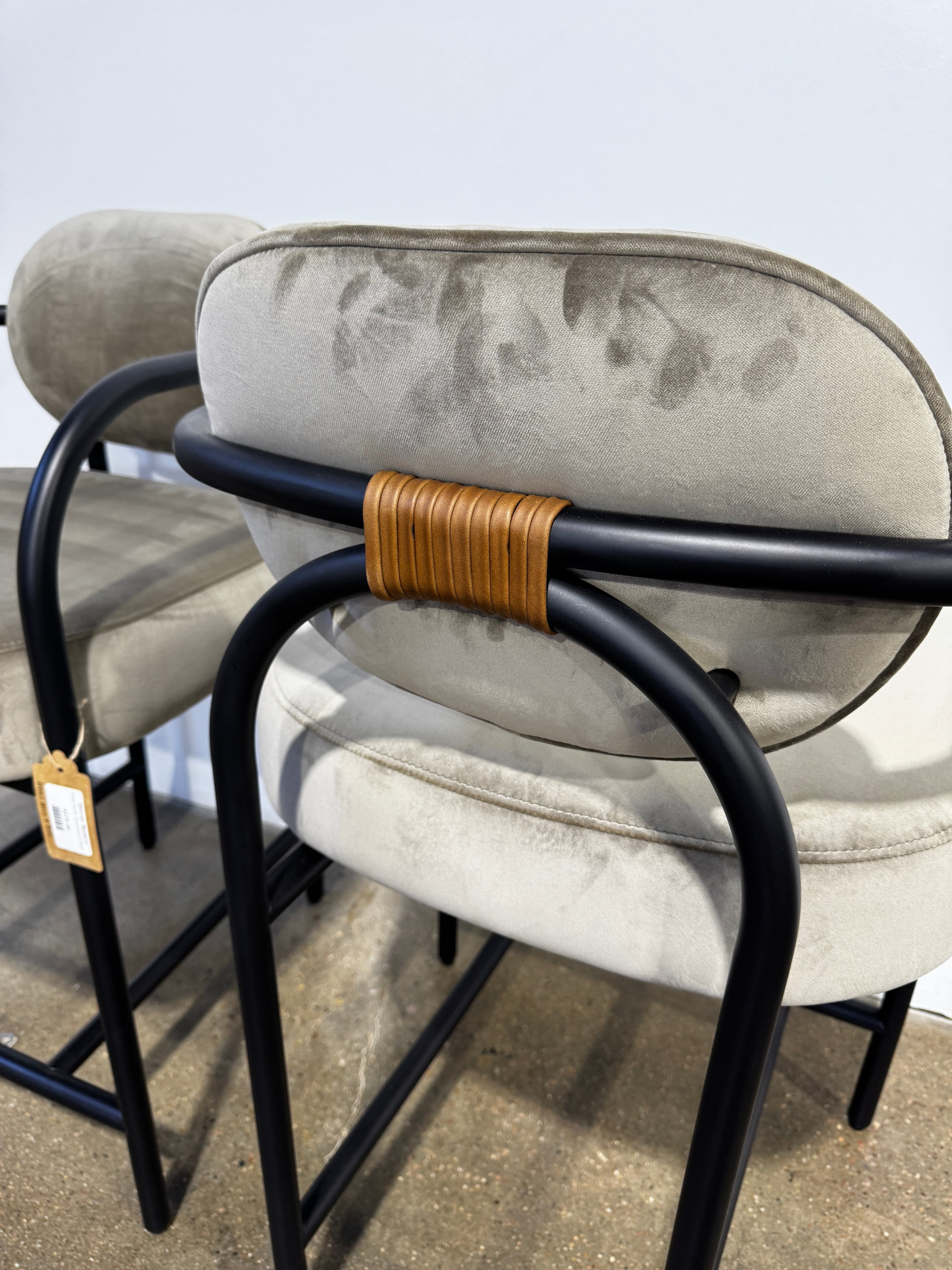 Denver Modern Arches Counter Stool-Mushroom Velvet - Thumbnail 3