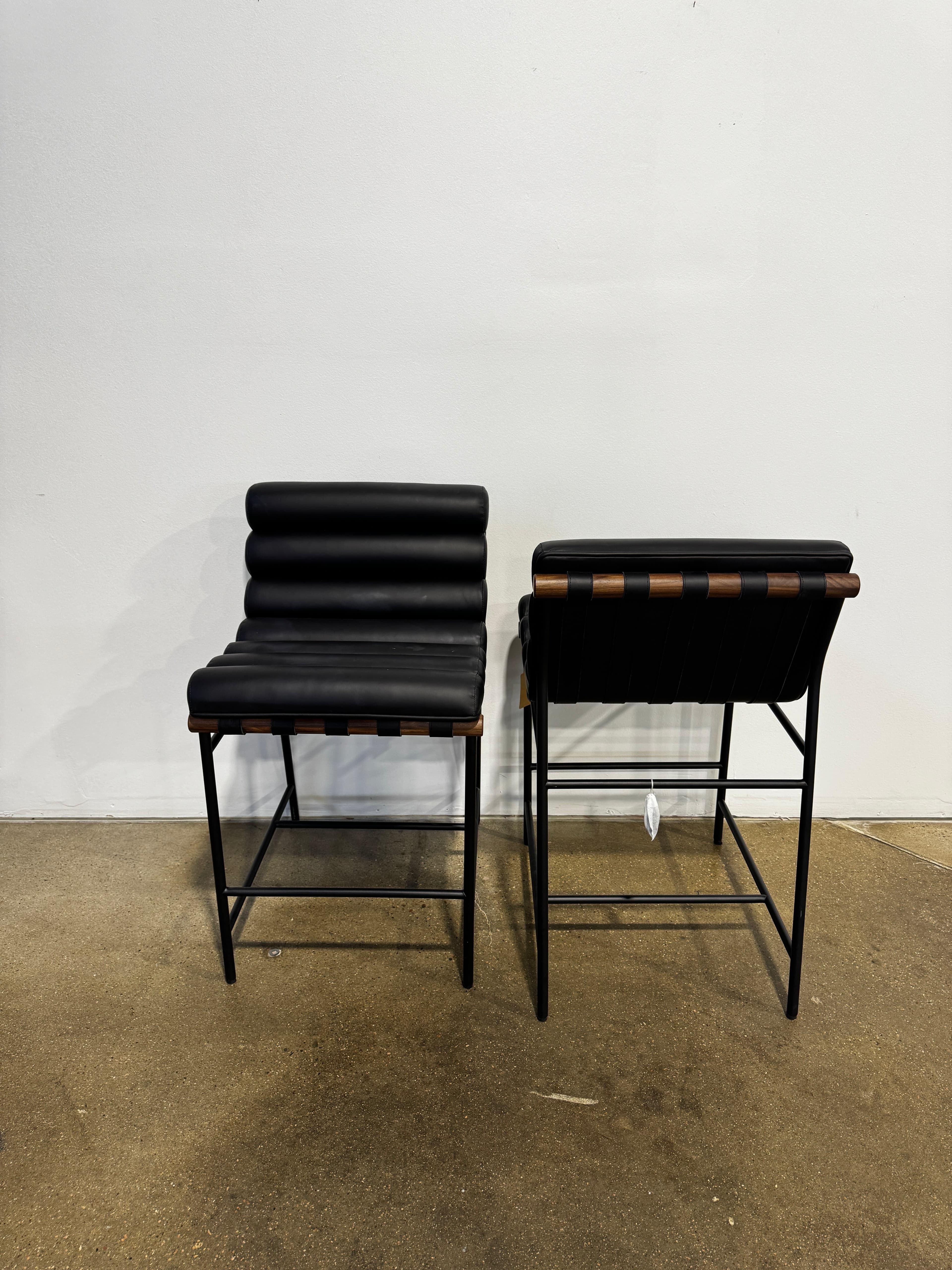Denver Modern Vail Counter Stool - Black Leather - Thumbnail 4