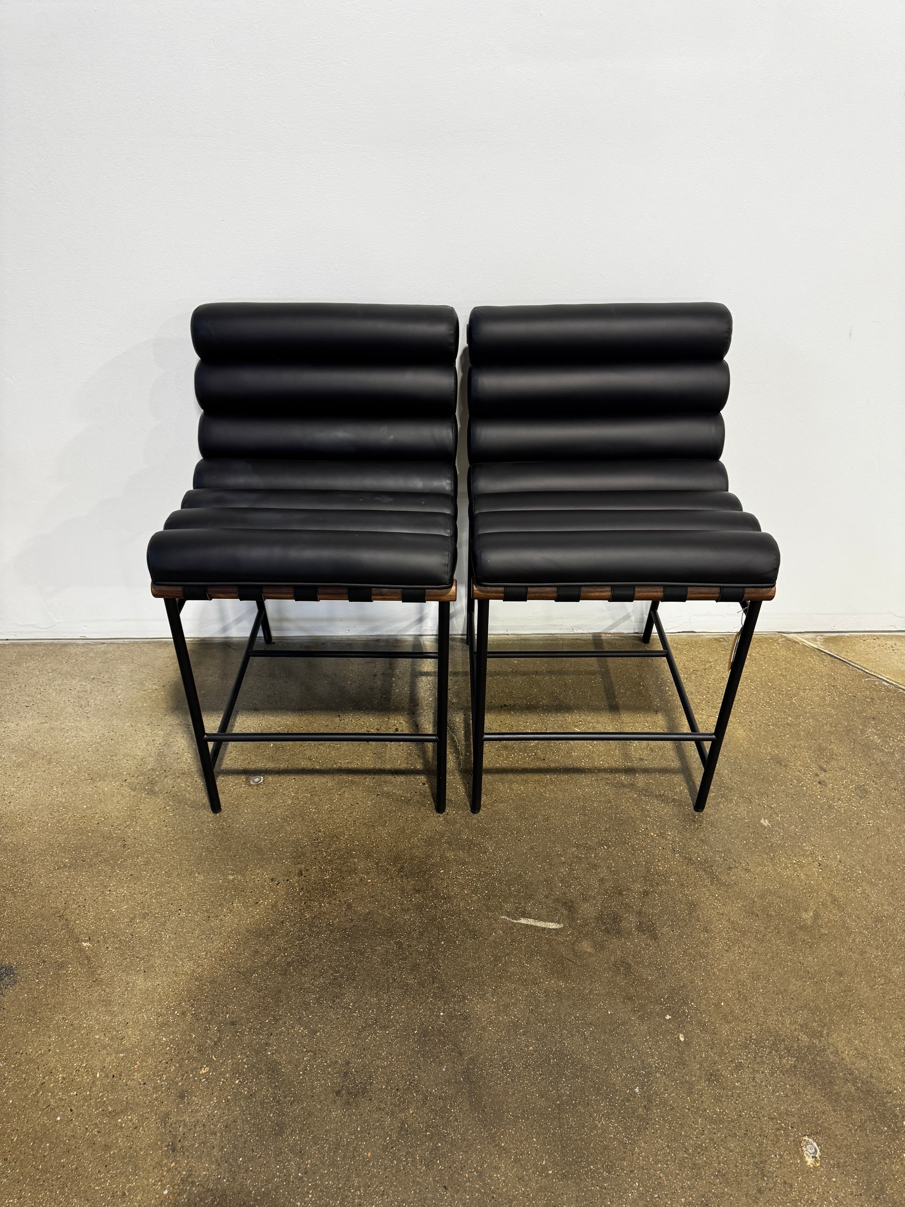 Denver Modern Vail Counter Stool - Black Leather - Thumbnail 2