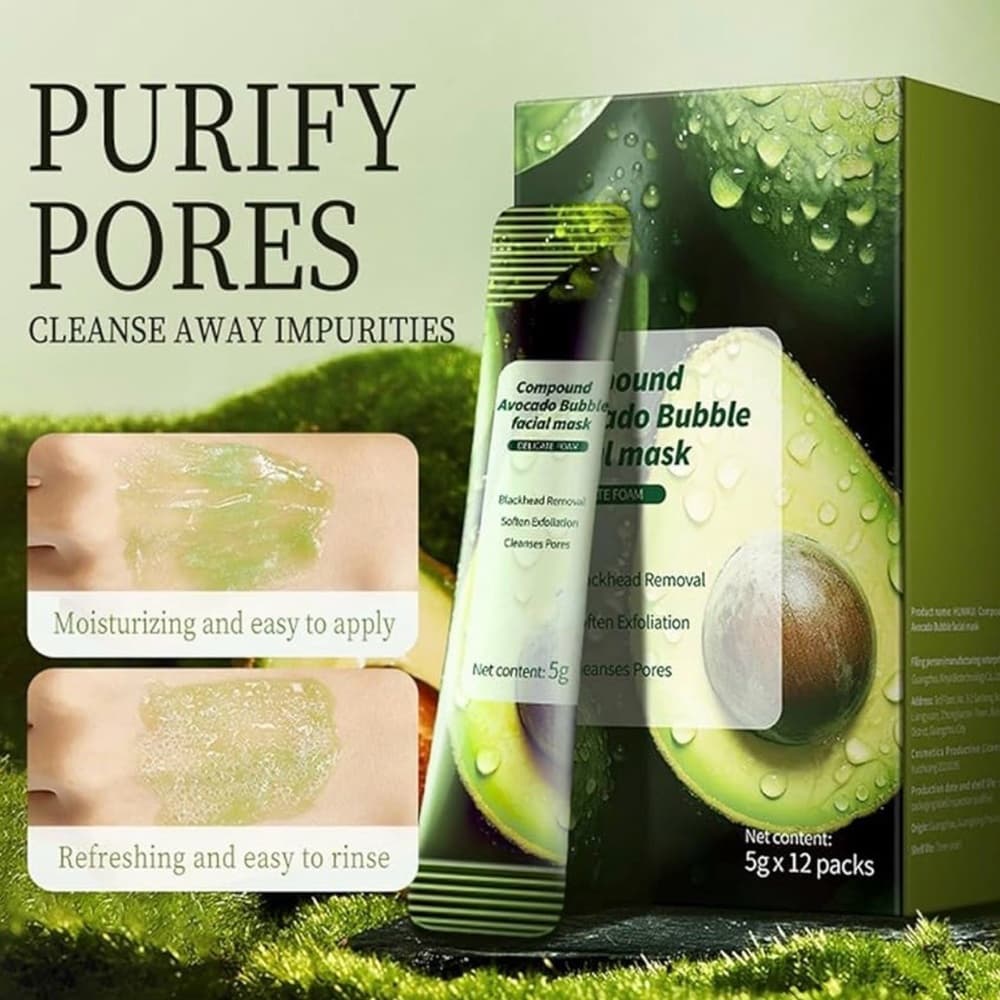 Avocado Bubble Facial Mask - Green - Thumbnail 4