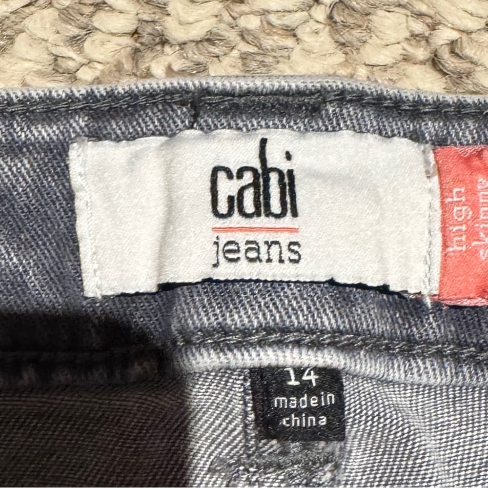 2nd pair- CAbi Medium Gray Skinny Jeans with Distressing - Thumbnail 7