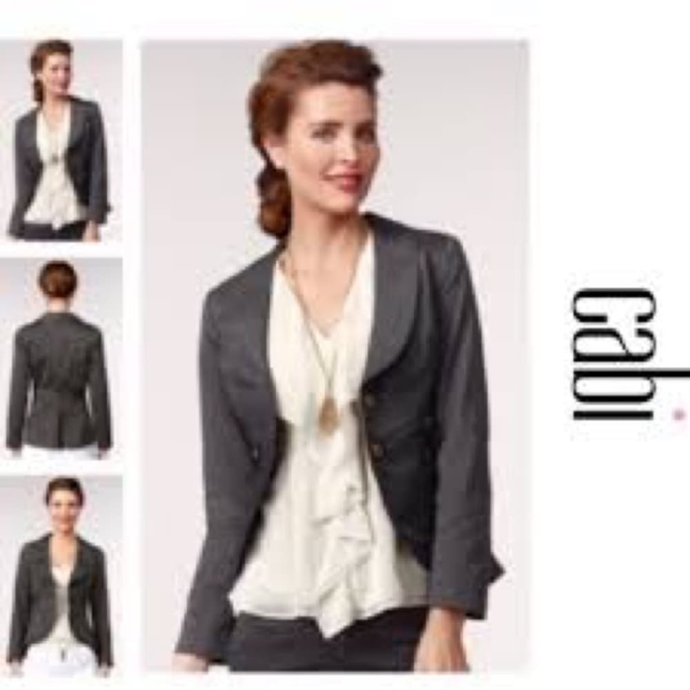 GUC CABI #769 Jacket Work It Blazer Charcoal Gray Peplum - Thumbnail 2