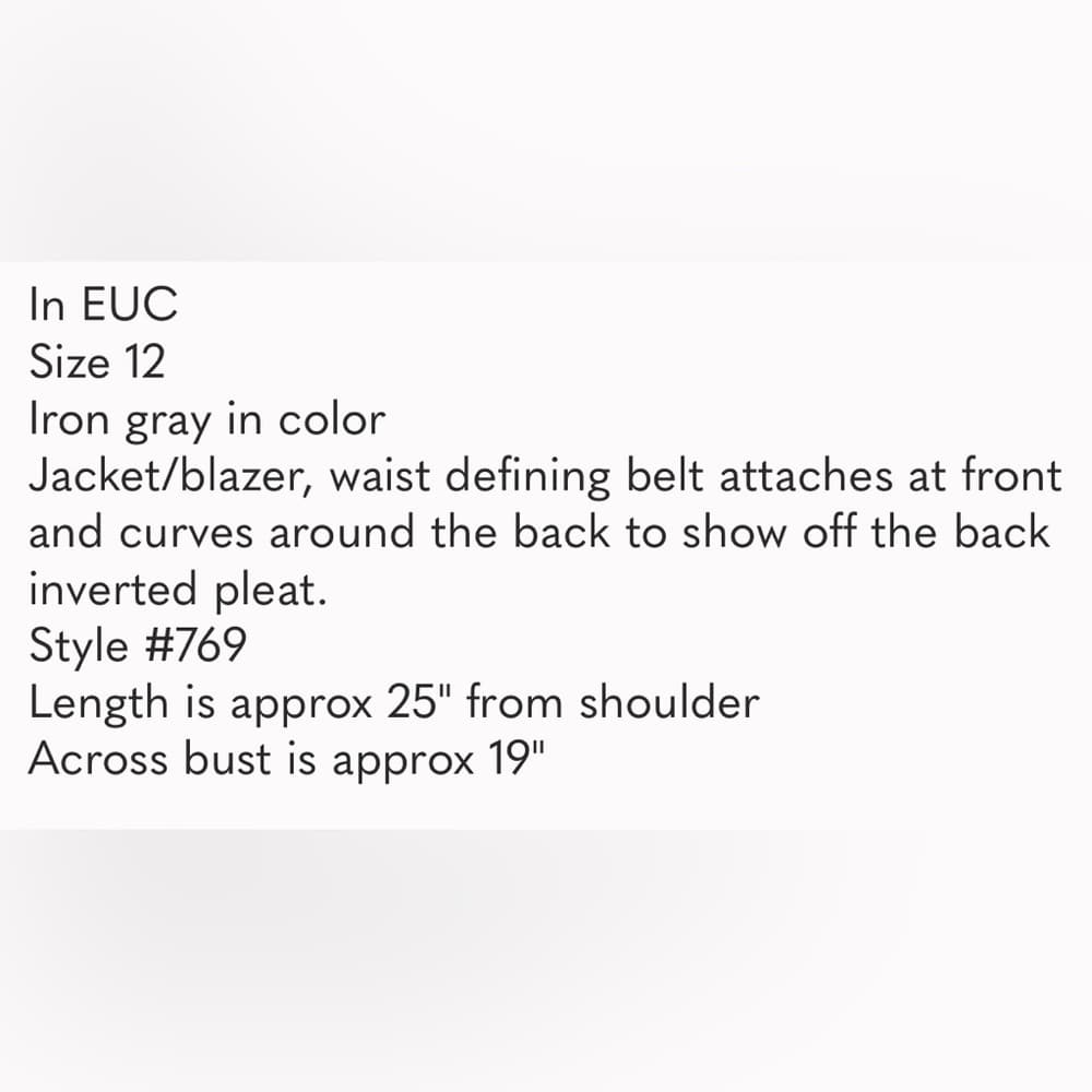 GUC CABI #769 Jacket Work It Blazer Charcoal Gray Peplum - Thumbnail 10