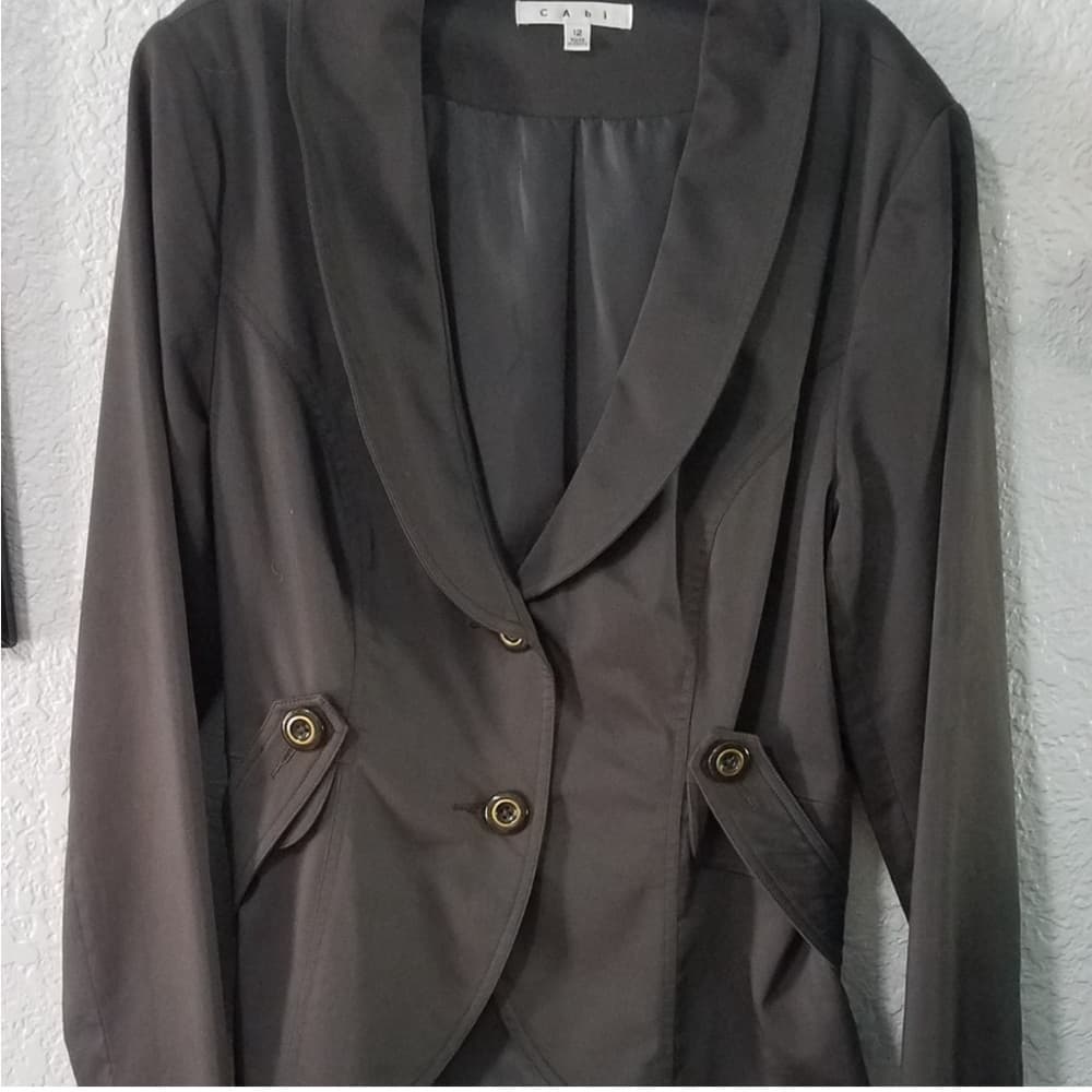 GUC CABI #769 Jacket Work It Blazer Charcoal Gray Peplum - Thumbnail 5