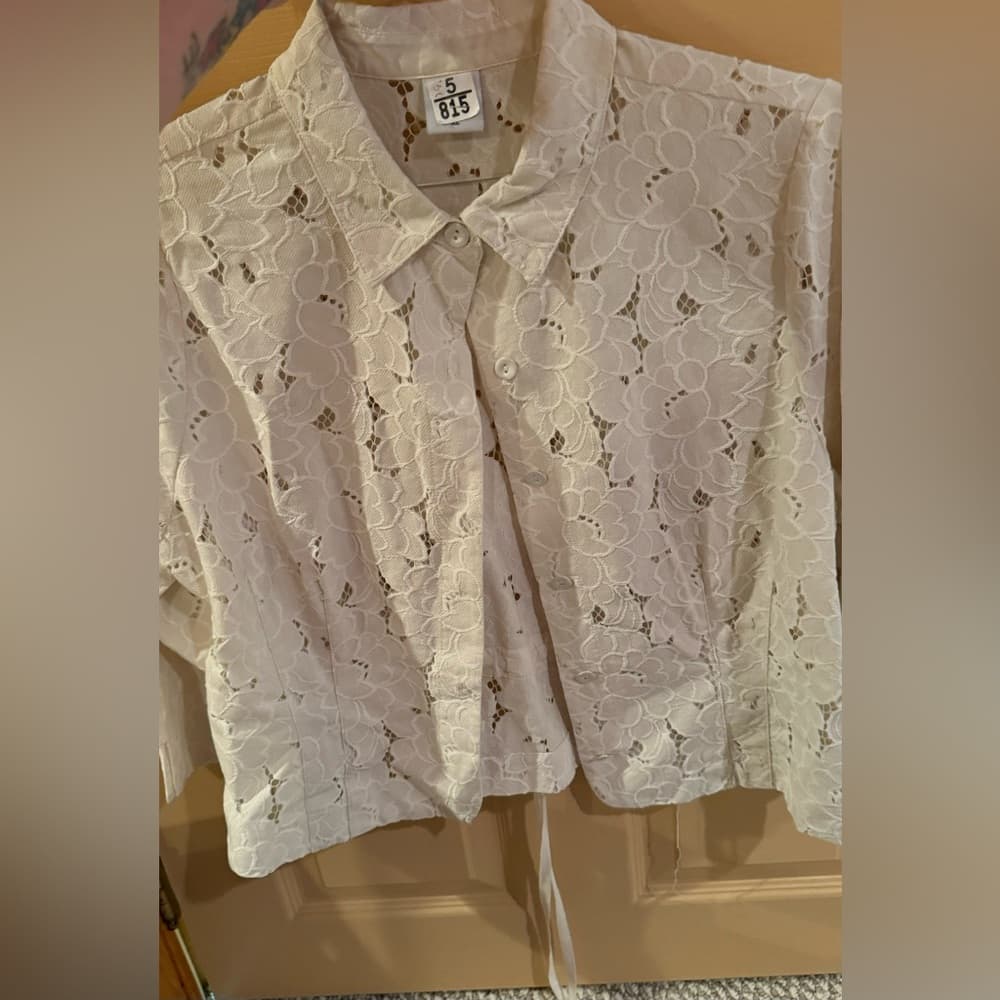 Cabi Ivory Floral Lace Portrait Jacket - Thumbnail 3