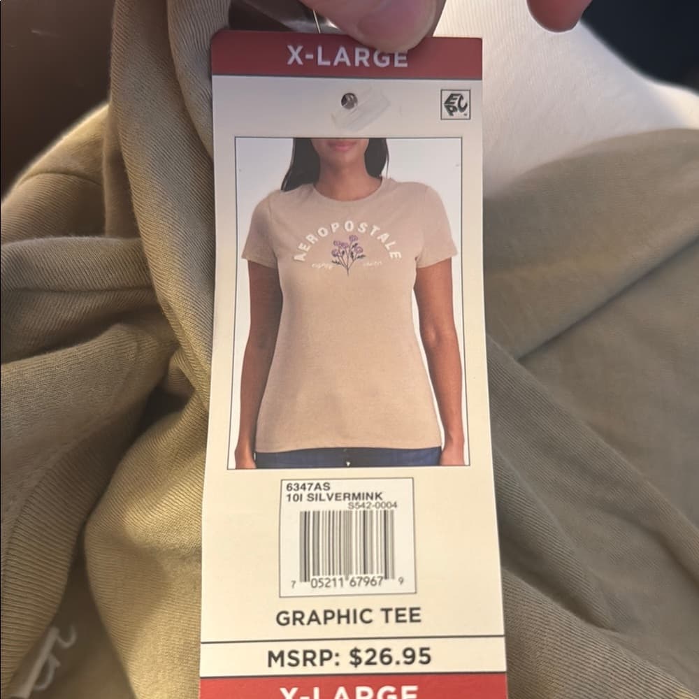Aeropostale Pink and Cream Graphic Tee Short Sleeve - Thumbnail 2