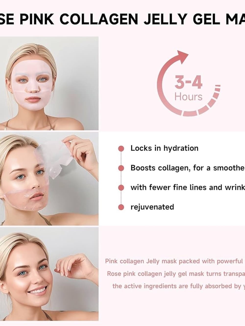 Pink Collagen Jelly Face Mask - Hydrating Sheet Masks (6 Pack) - Thumbnail 3