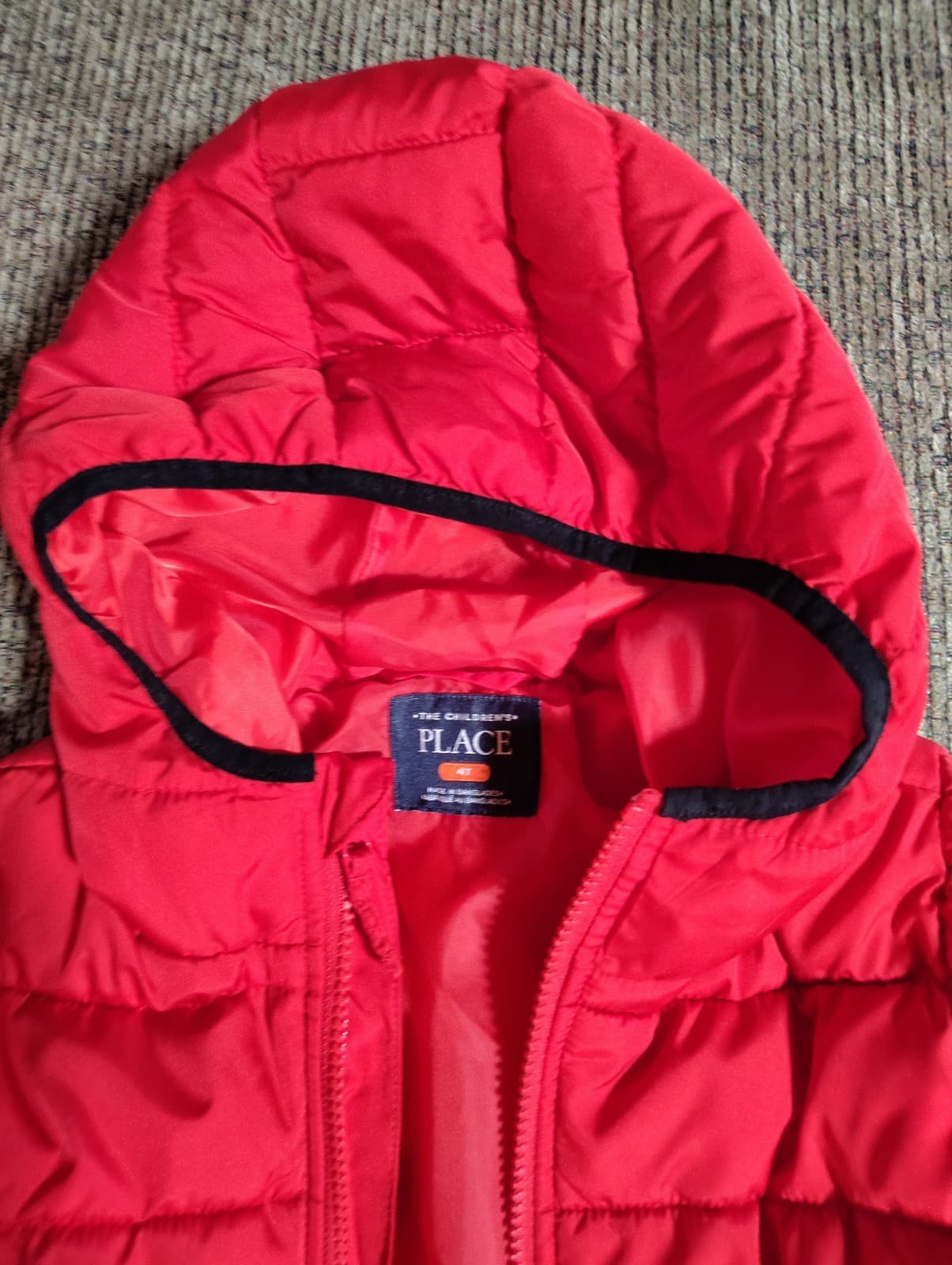 Children's Place Red Puffer Coat Jacket 4T Hooded - Thumbnail 4