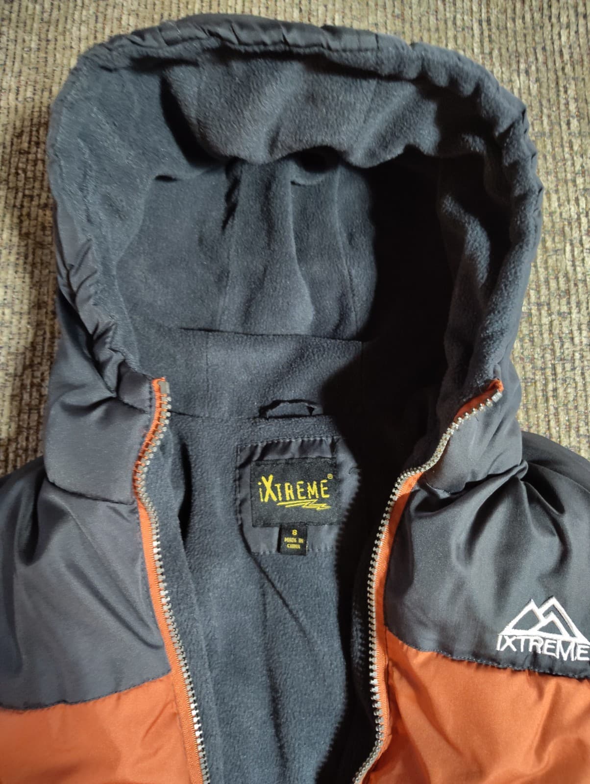 Ixtreme youth puffer jacket size 8 Orange & black winter coat hooded - Thumbnail 4
