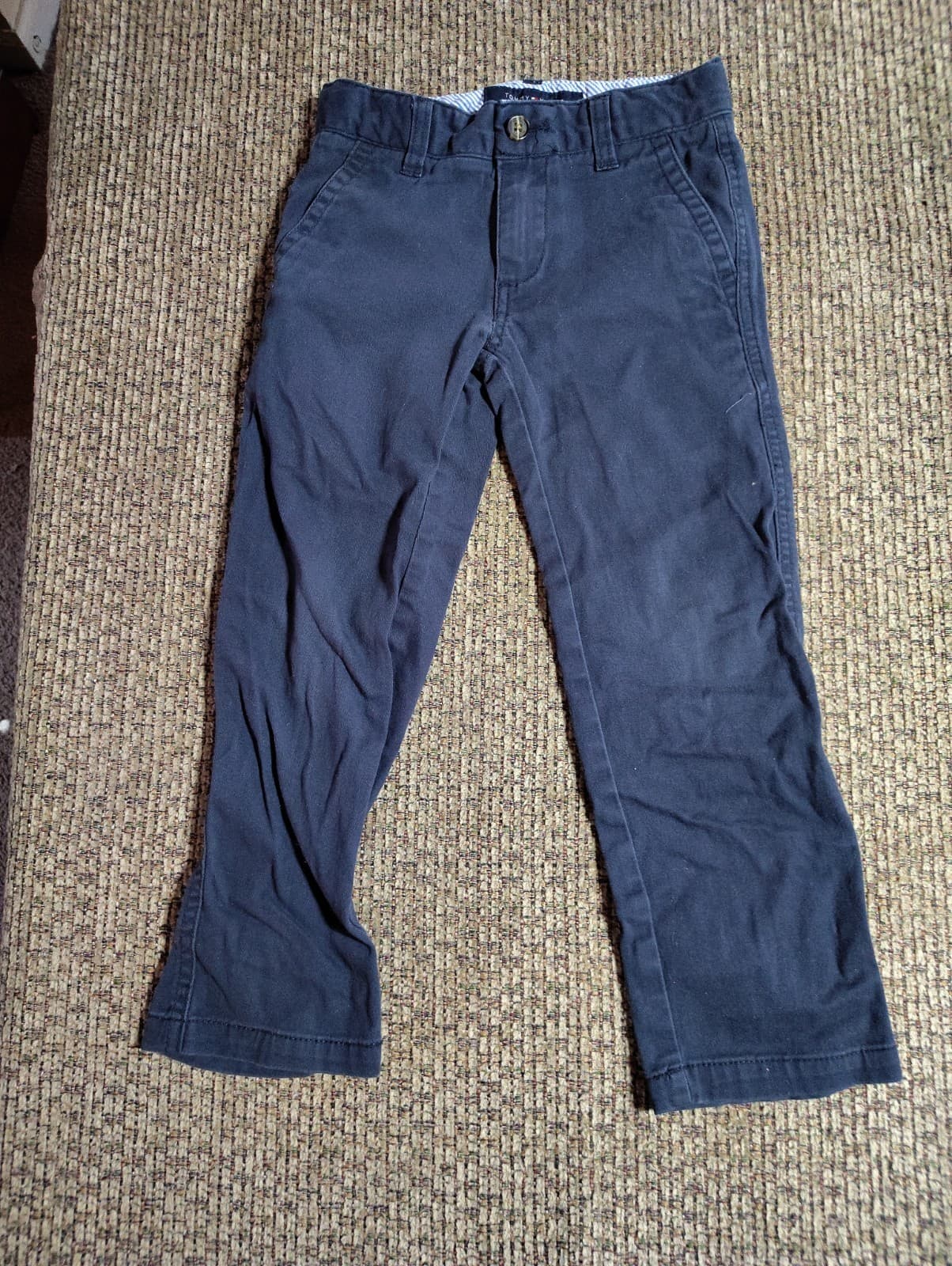 Tommy Hilfiger Boy's Size 5 100% Cotton Solid Navy Blue Adjustable Waist Pants