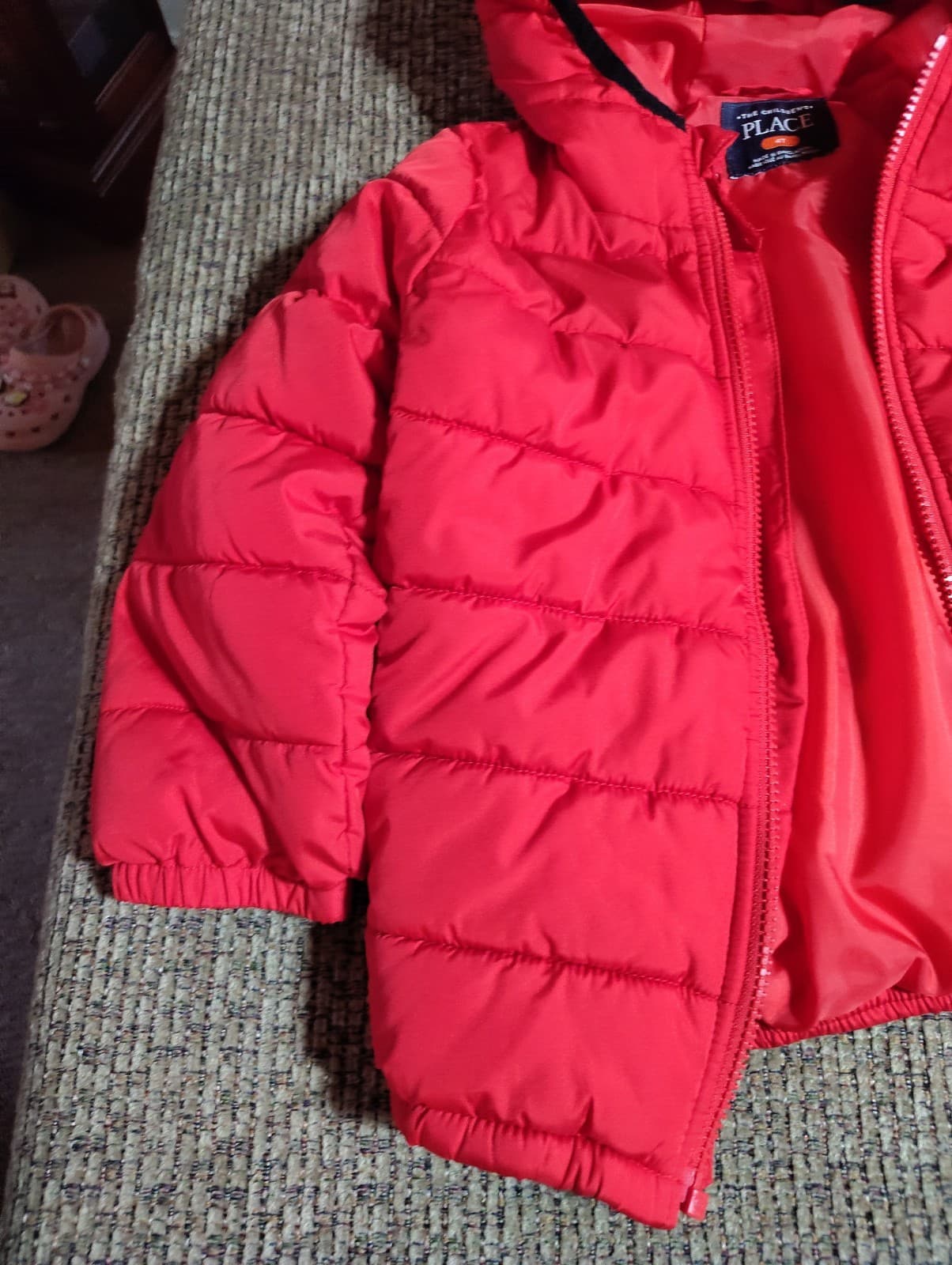 Children's Place Red Puffer Coat Jacket 4T Hooded - Thumbnail 2