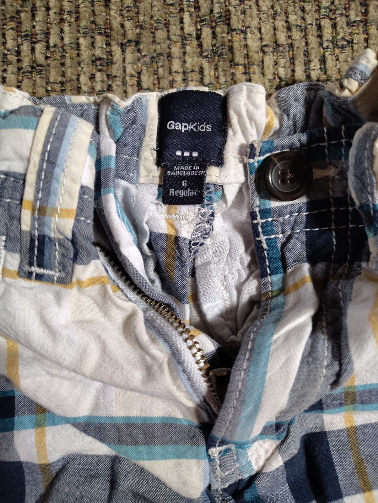 GAP BOYS BLUE PLAID CARGO SHORTS SIZE 6 EXCELLENT COND - Thumbnail 4