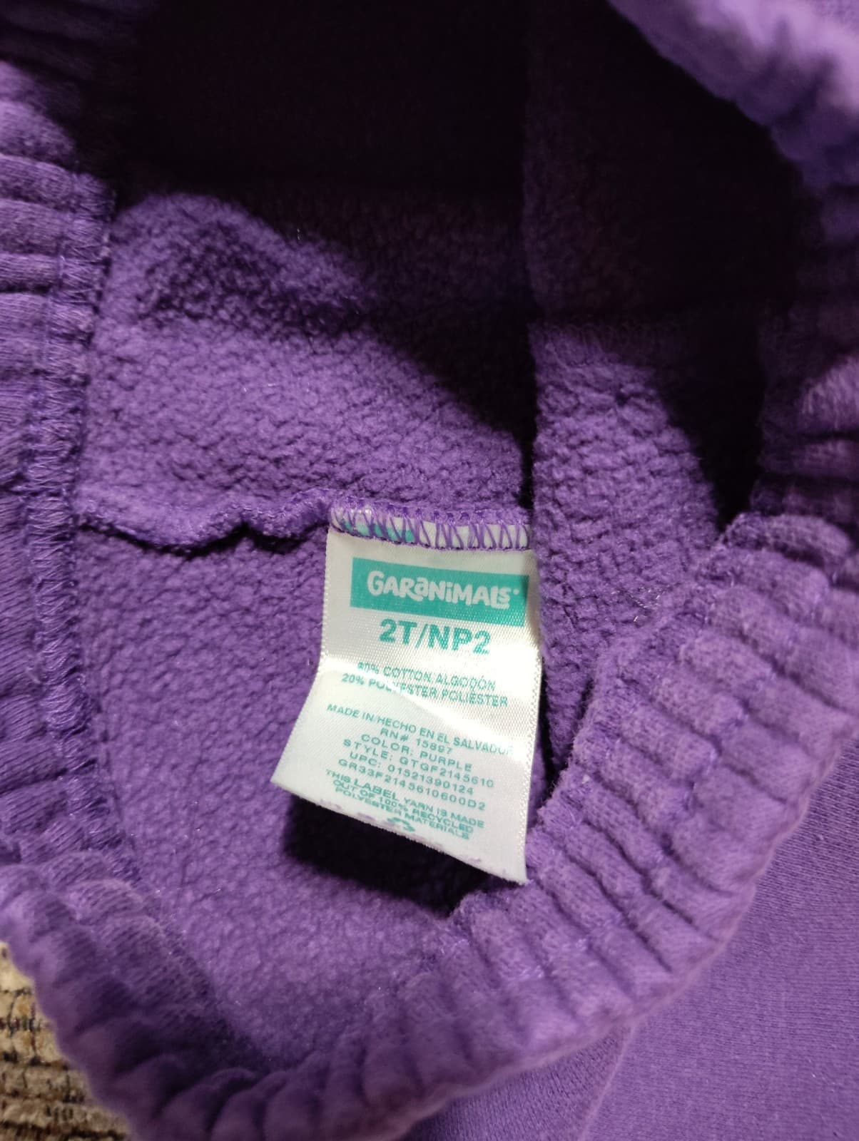 Garanimals Kids 2T Purple Joggers Elastic Waist Sweatpants Comfy - Thumbnail 2