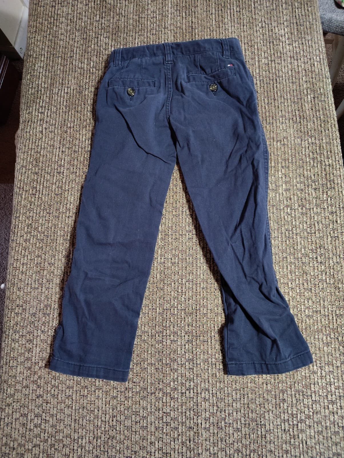Tommy Hilfiger Boy's Size 5 100% Cotton Solid Navy Blue Adjustable Waist Pants - Thumbnail 5
