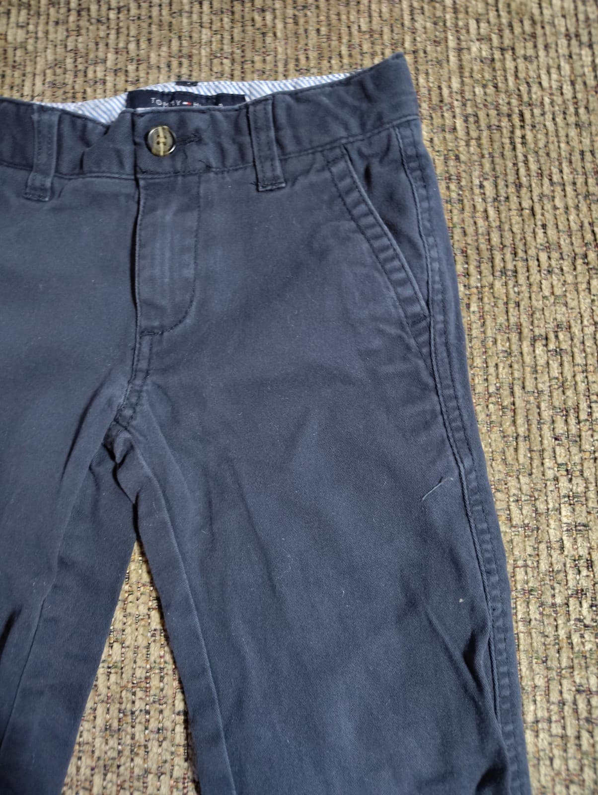 Tommy Hilfiger Boy's Size 5 100% Cotton Solid Navy Blue Adjustable Waist Pants - Thumbnail 3