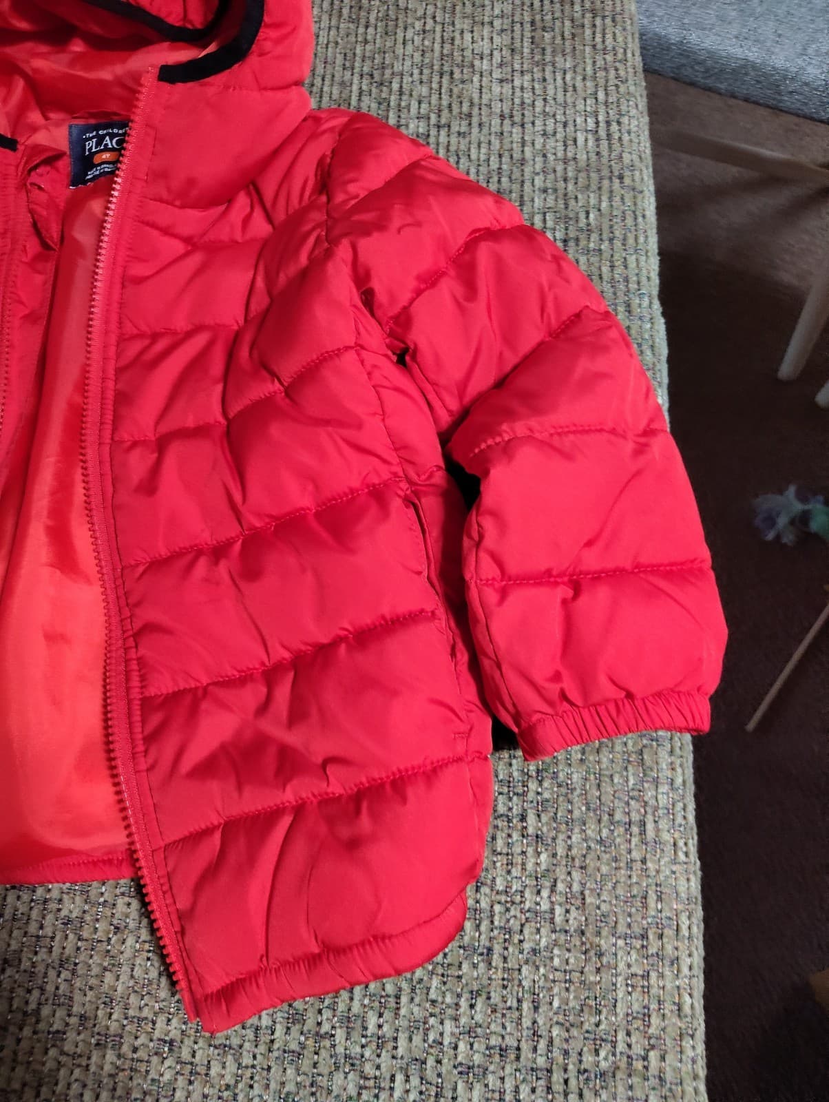 Children's Place Red Puffer Coat Jacket 4T Hooded - Thumbnail 3