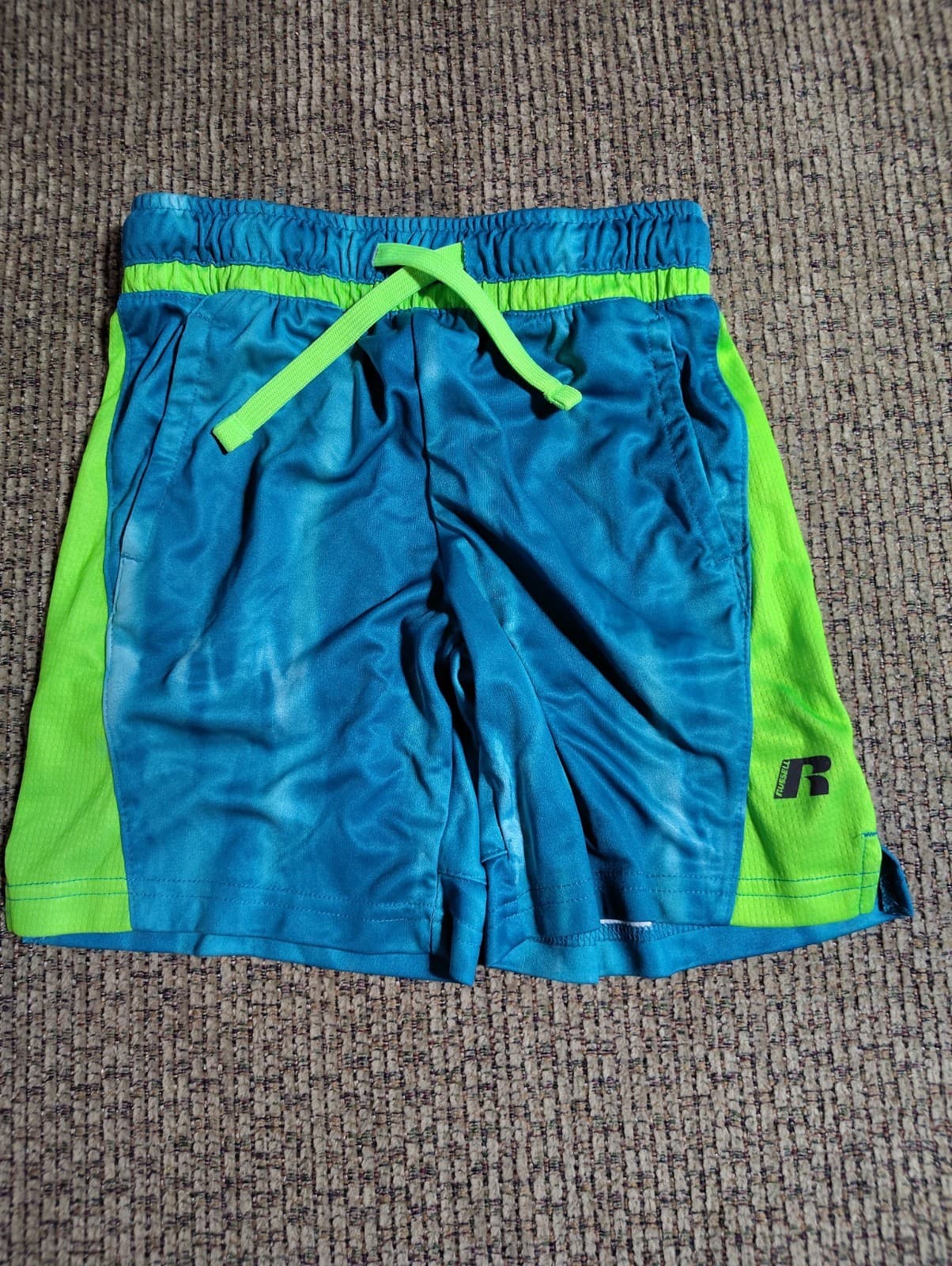 Boys Russell Athletic blue and green shorts size small 6-7#athletic #summer