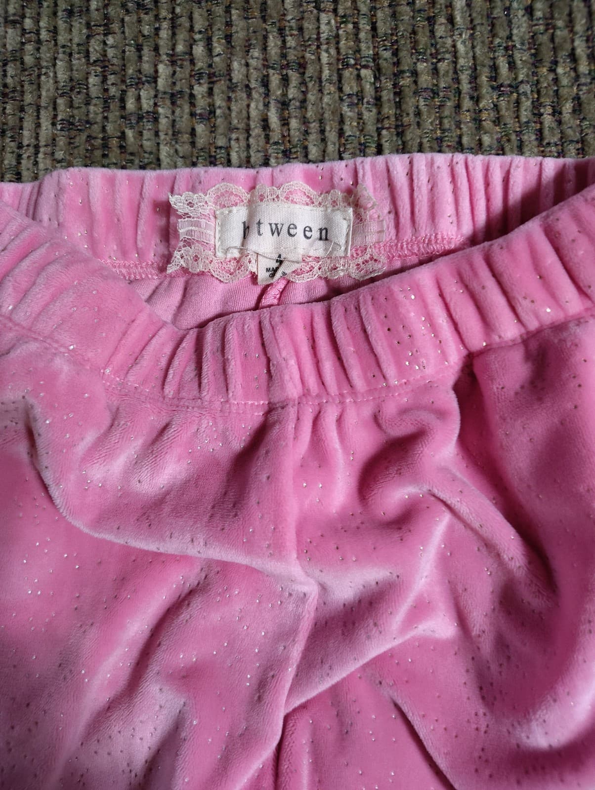 btween Kid Girls Soft Velour Polyester Elastic Waist Pull On Jogger Pants Pink 4 - Thumbnail 2