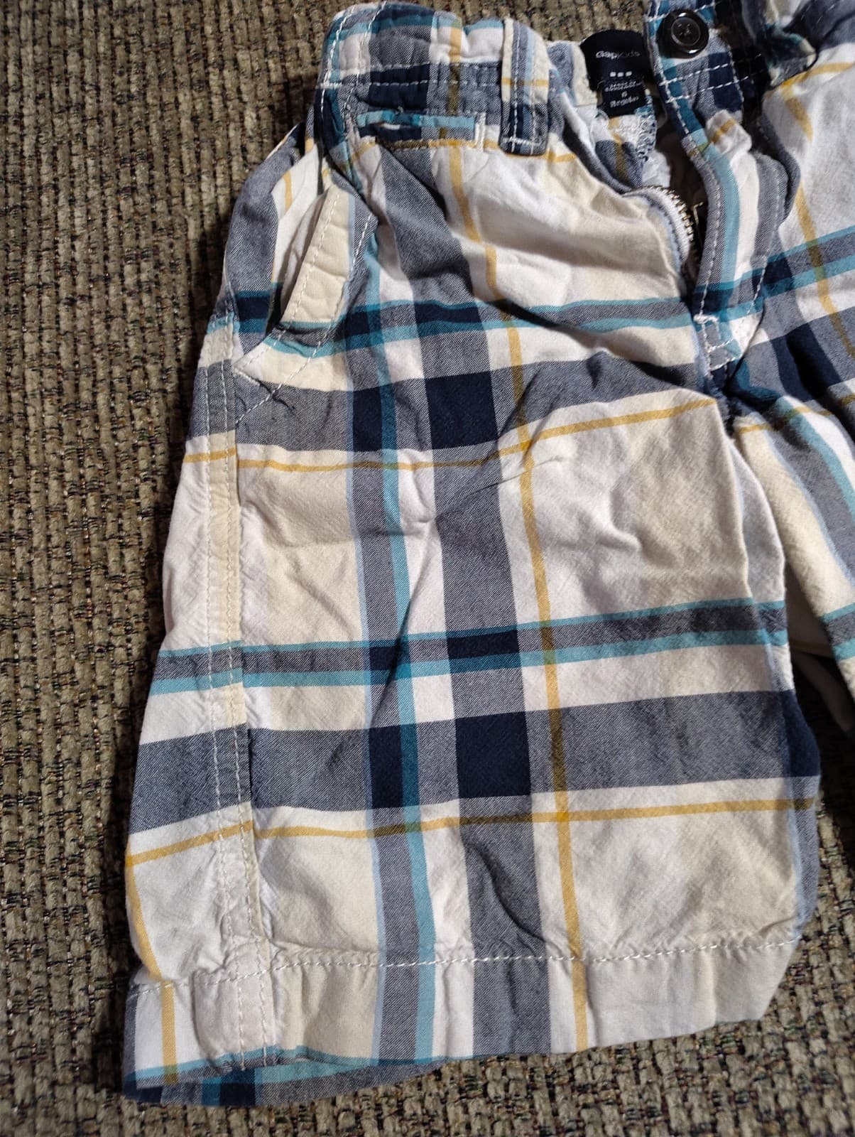 GAP BOYS BLUE PLAID CARGO SHORTS SIZE 6 EXCELLENT COND - Thumbnail 2