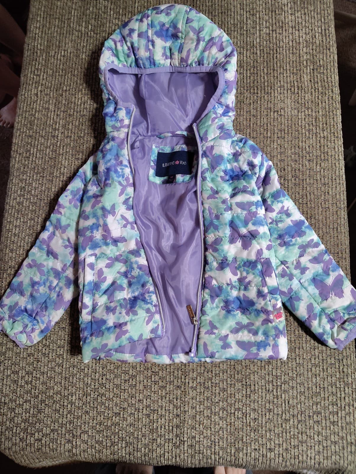Limited Too Girls 4T Butterfly Print Puffer Coat