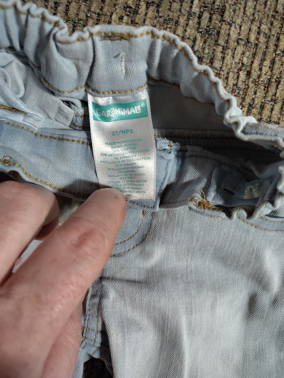 Garanimals 2T Acid Wash Blue Denim Pull-On Ankle Jeans Stretch Pockets - Thumbnail 2
