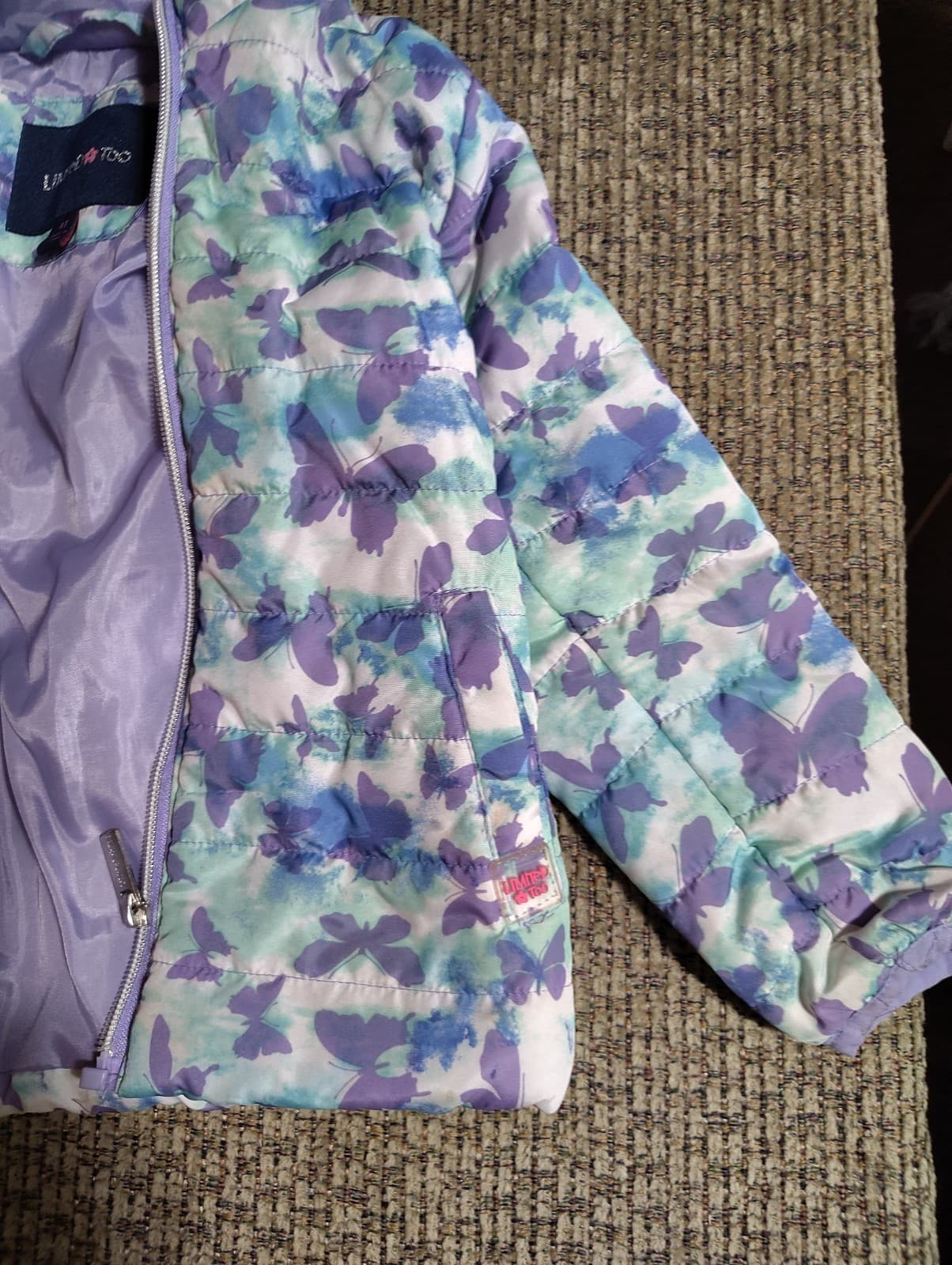 Limited Too Girls 4T Butterfly Print Puffer Coat - Thumbnail 3