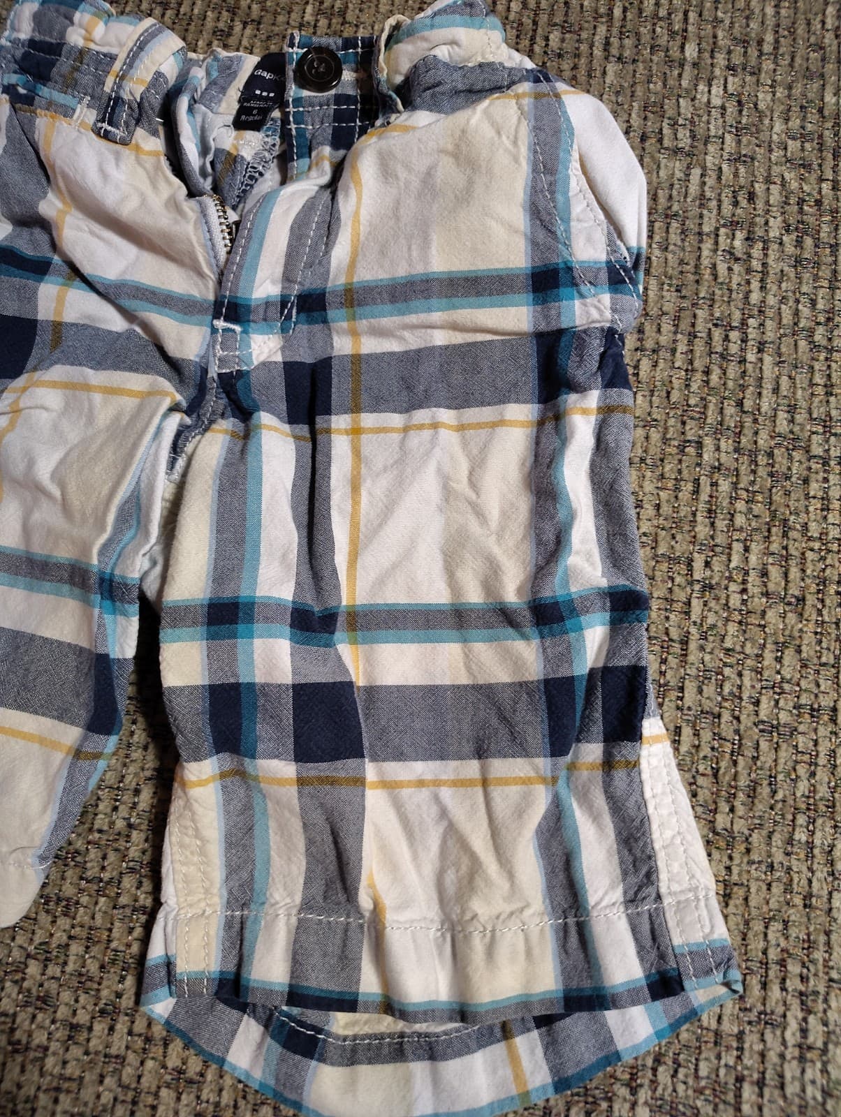 GAP BOYS BLUE PLAID CARGO SHORTS SIZE 6 EXCELLENT COND - Thumbnail 3