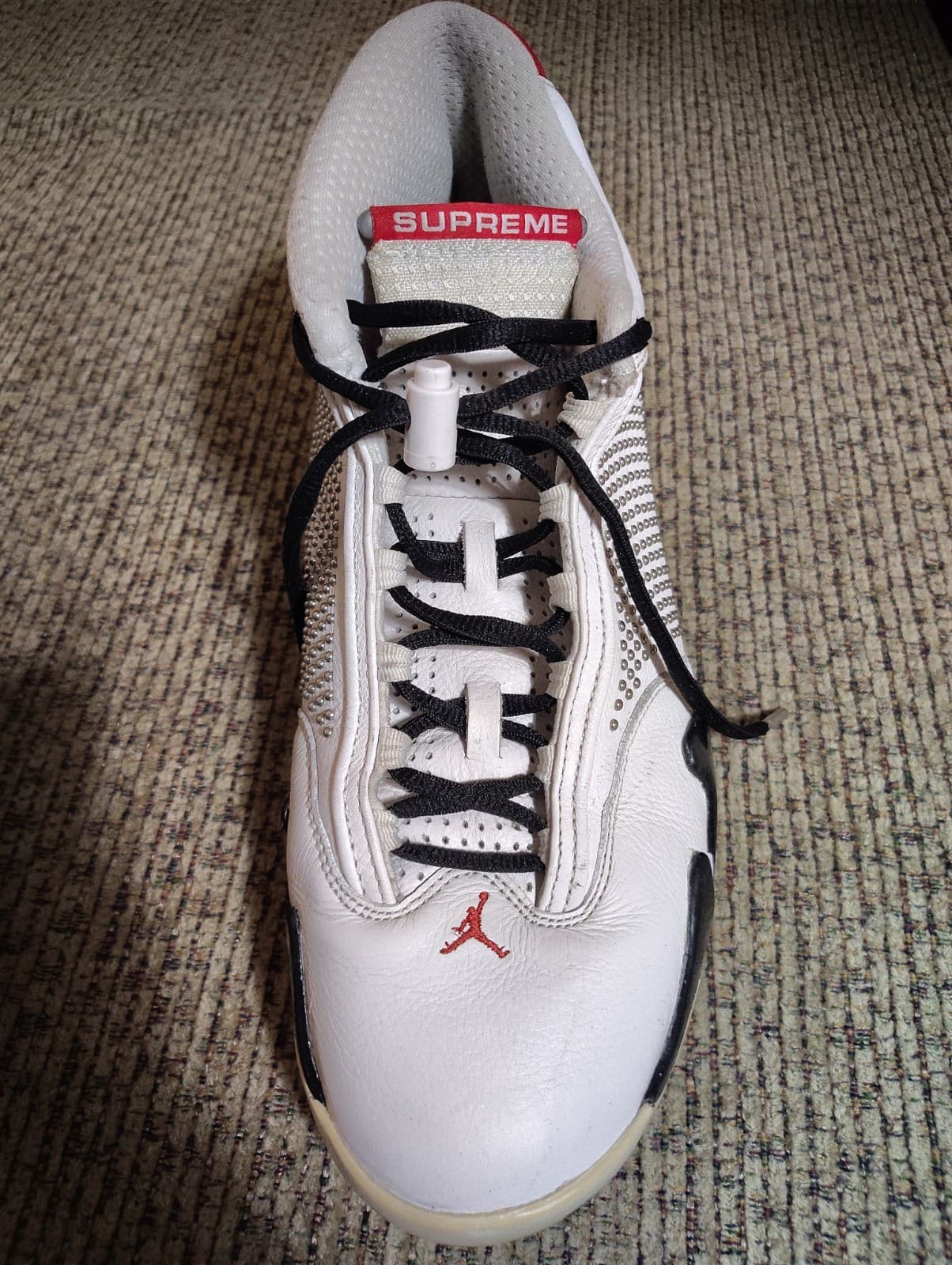 Size 12 - Supreme x Air Jordan 14 Retro White Studded No Box - Thumbnail 6