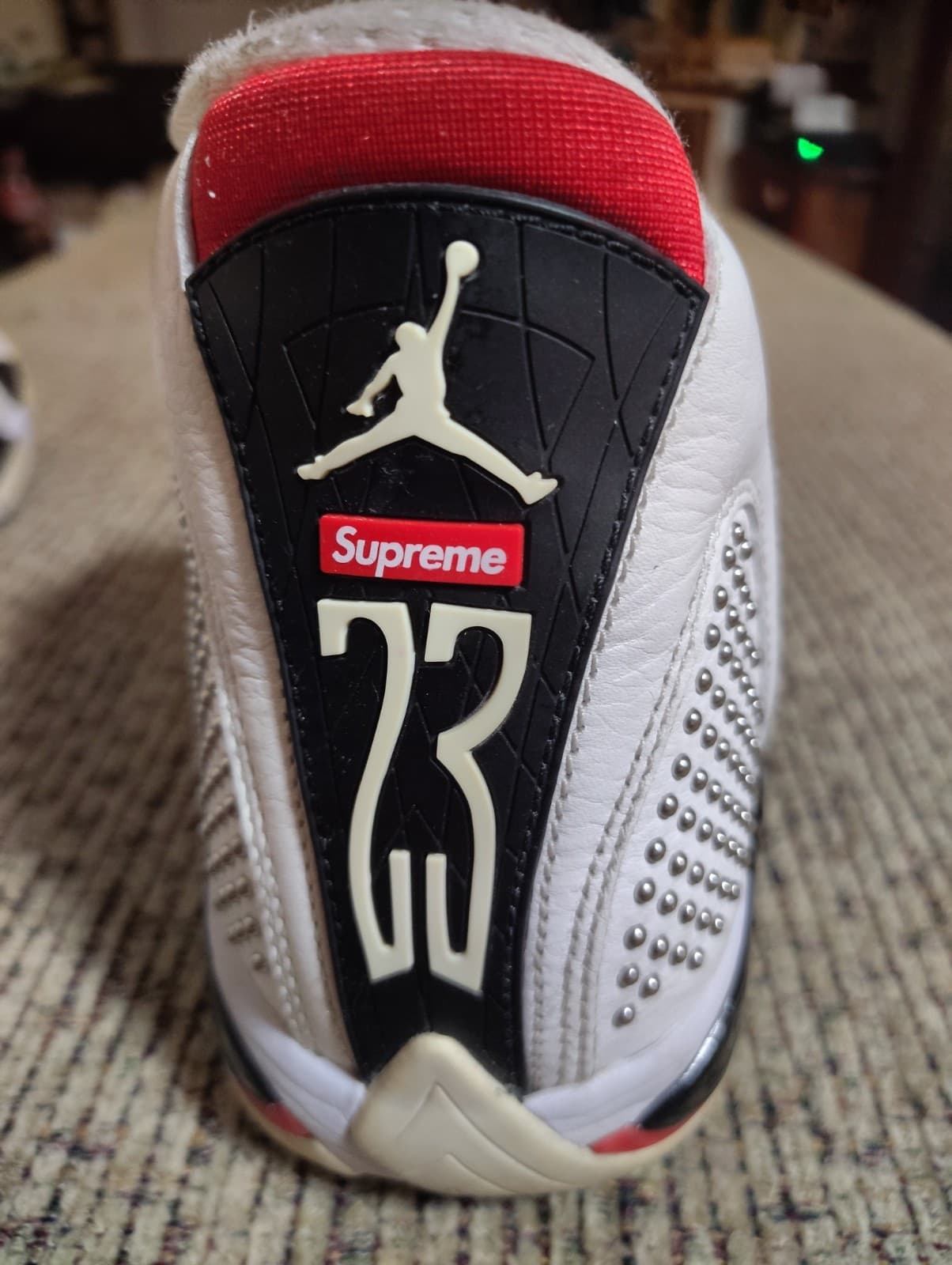 Size 12 - Supreme x Air Jordan 14 Retro White Studded No Box - Thumbnail 13