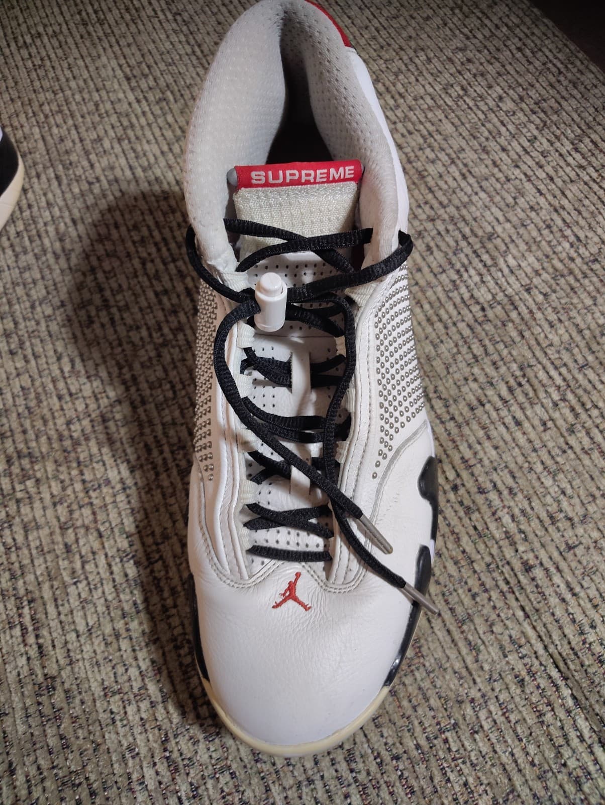 Size 12 - Supreme x Air Jordan 14 Retro White Studded No Box - Thumbnail 3