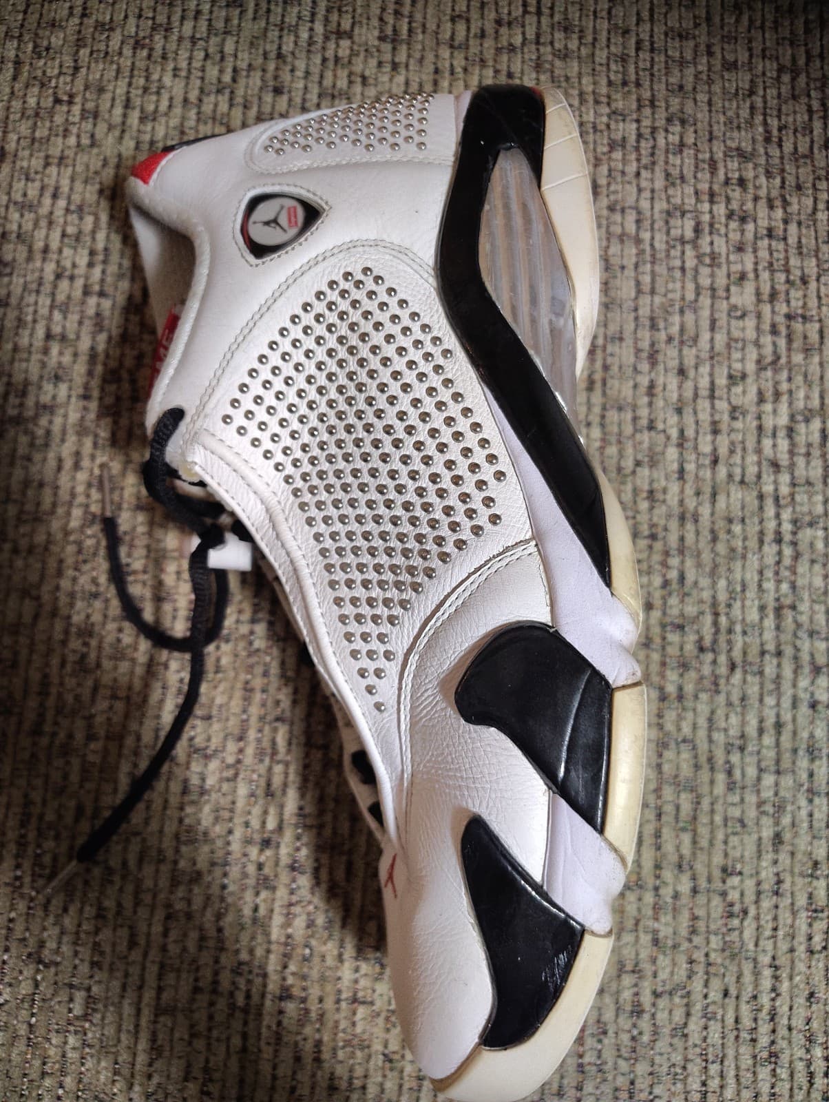 Size 12 - Supreme x Air Jordan 14 Retro White Studded No Box - Thumbnail 7