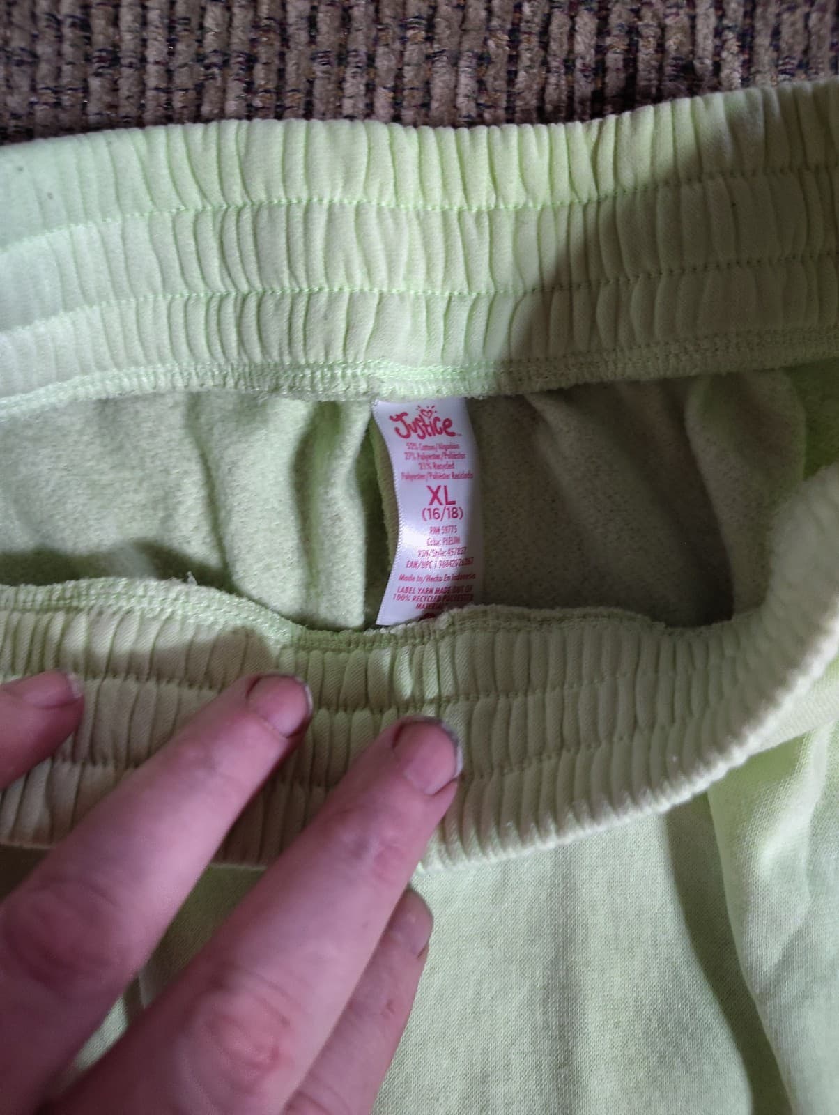 Justice Girl's Size Cozy Fleece Neon Green Jogger Sweatpants Size:XL 16/18 - Thumbnail 8