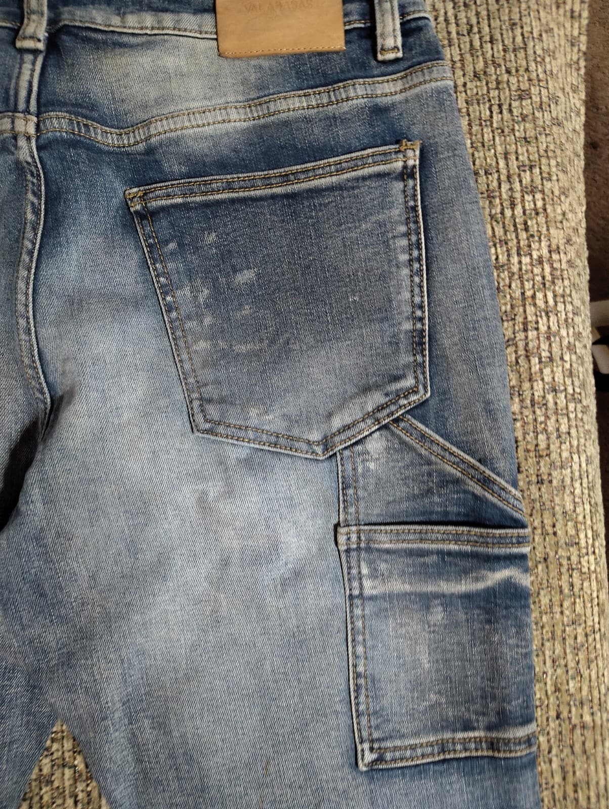 Valabasas Tire Stacked Jeans - Blue Washed See Pictures Jeans Have Paint On Them - Thumbnail 11