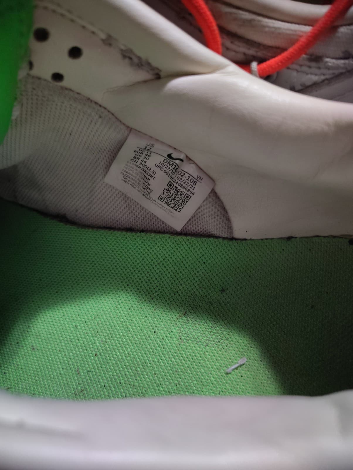 Nike Dunk Low Off-White Lot 06/50 Leather Sneakers WhiteGrayRed DM1602-110 W/Box - Thumbnail 19