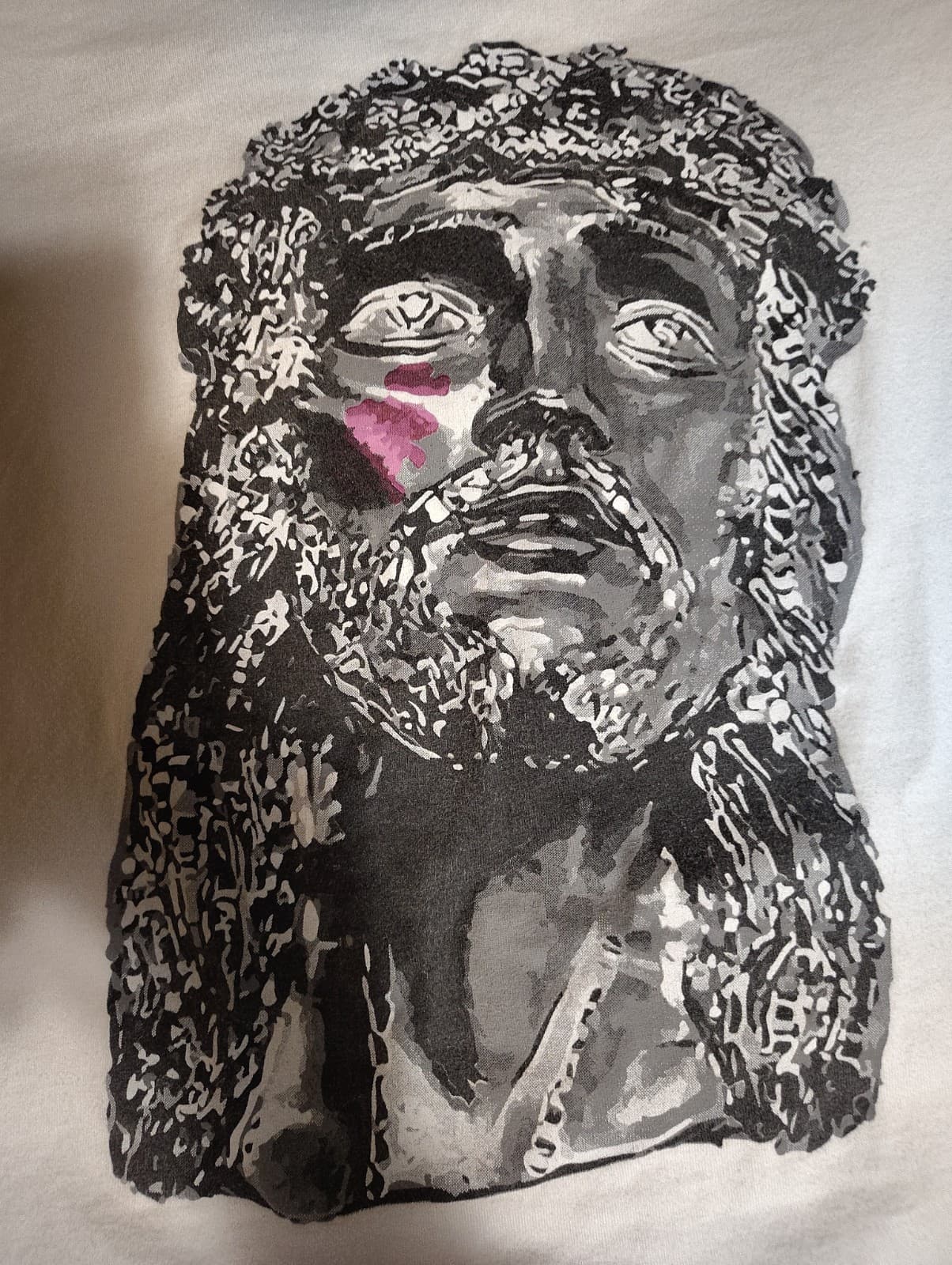VLONE Jesus Crown Graphic White Men's XL Short Sleeve Cotton T-Shirt - Thumbnail 4