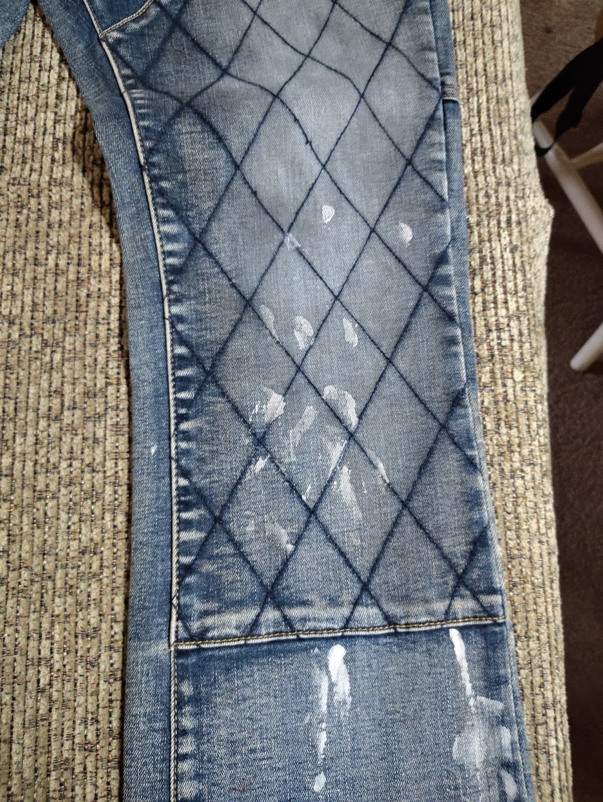 Valabasas Tire Stacked Jeans - Blue Washed See Pictures Jeans Have Paint On Them - Thumbnail 6