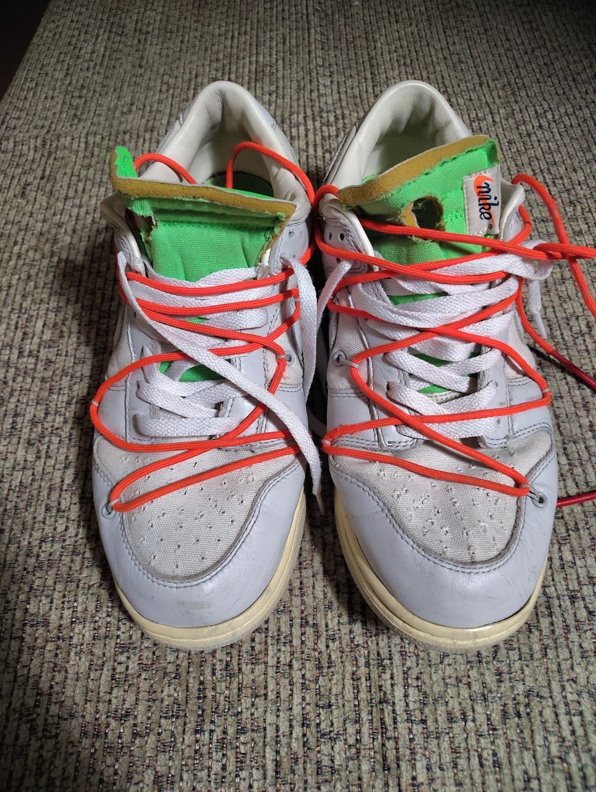 Nike Dunk Low Off-White Lot 06/50 Leather Sneakers WhiteGrayRed DM1602-110 W/Box - Thumbnail 2