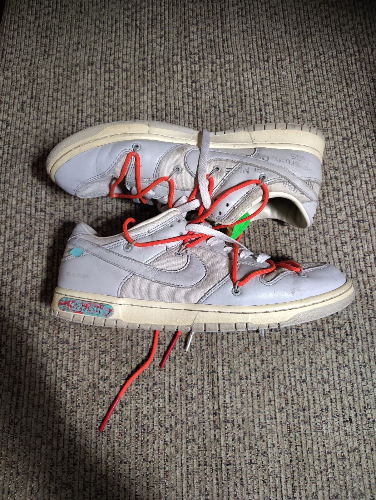 Nike Dunk Low Off-White Lot 06/50 Leather Sneakers WhiteGrayRed DM1602-110 W/Box