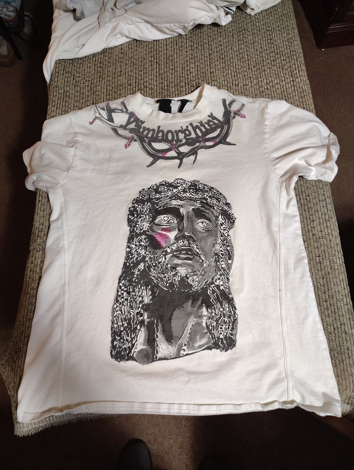 VLONE Jesus Crown Graphic White Men's XL Short Sleeve Cotton T-Shirt