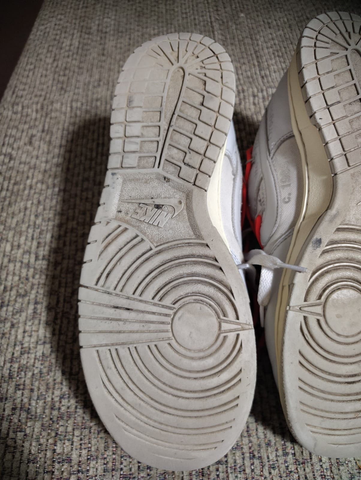 Nike Dunk Low Off-White Lot 06/50 Leather Sneakers WhiteGrayRed DM1602-110 W/Box - Thumbnail 21