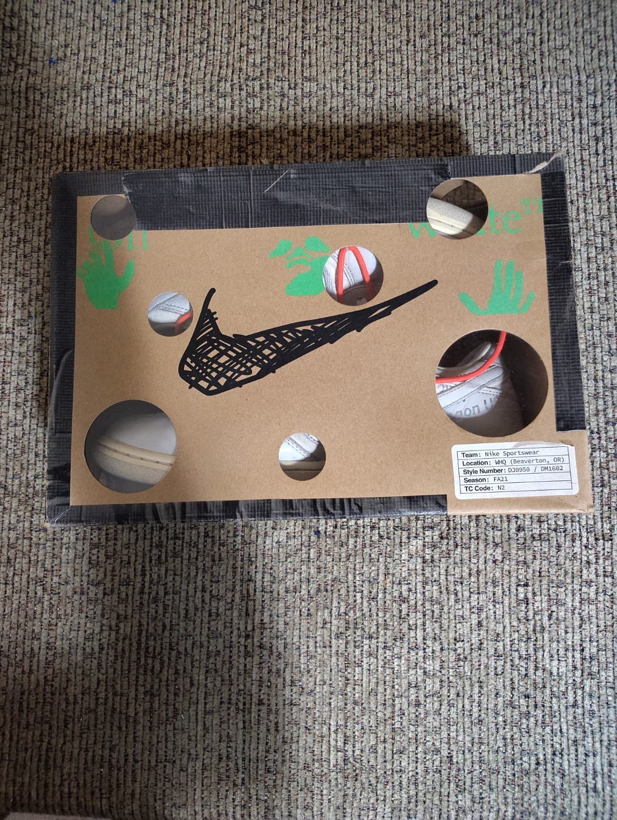Nike Dunk Low Off-White Lot 06/50 Leather Sneakers WhiteGrayRed DM1602-110 W/Box - Thumbnail 23