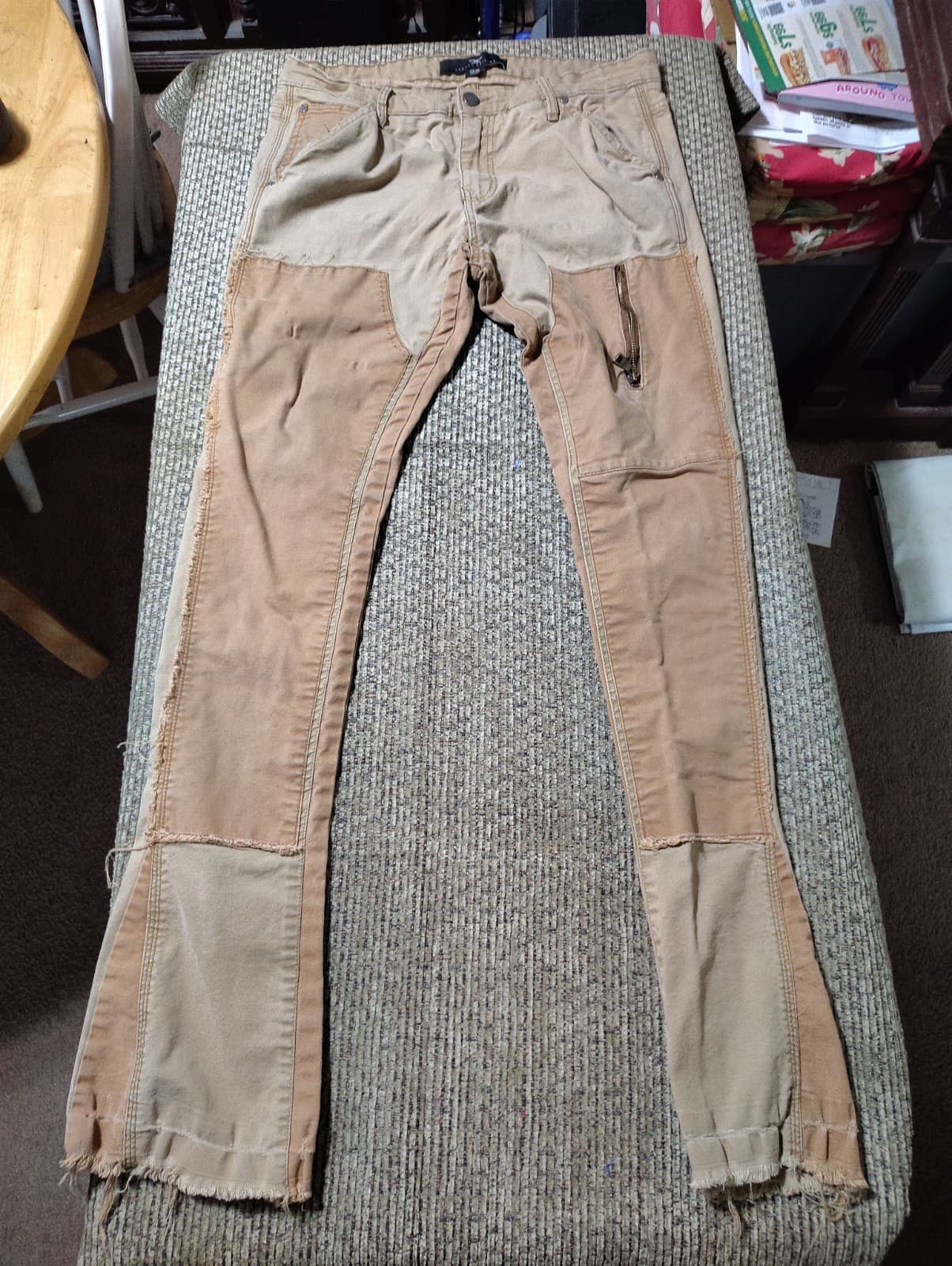 Jordan Craig Legacy Edition Ross Patchwork Jeans Mens 34/36 Tan Multi Pocket